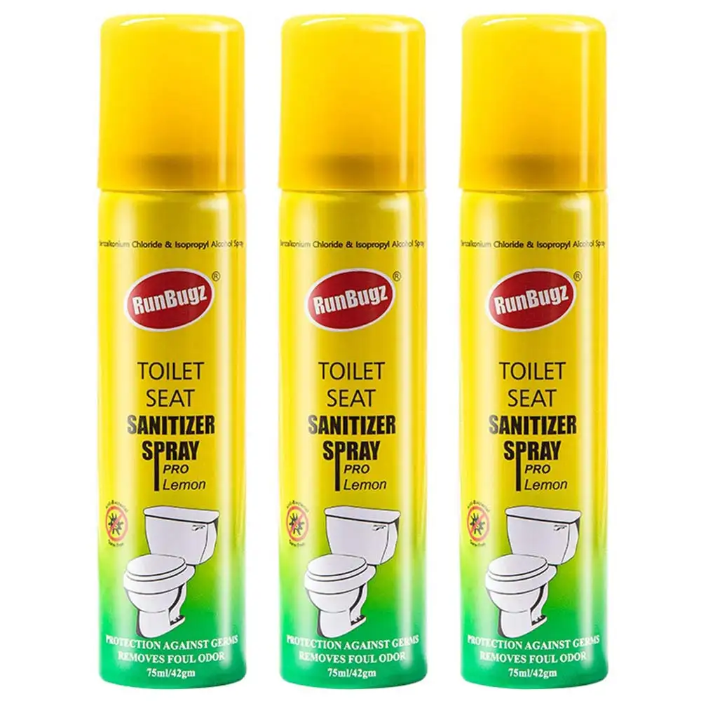 RunBugz Toilet Seat Sanitizer Spray,  Lemon  75 ml  Protection Against Germs (Pack of 3)