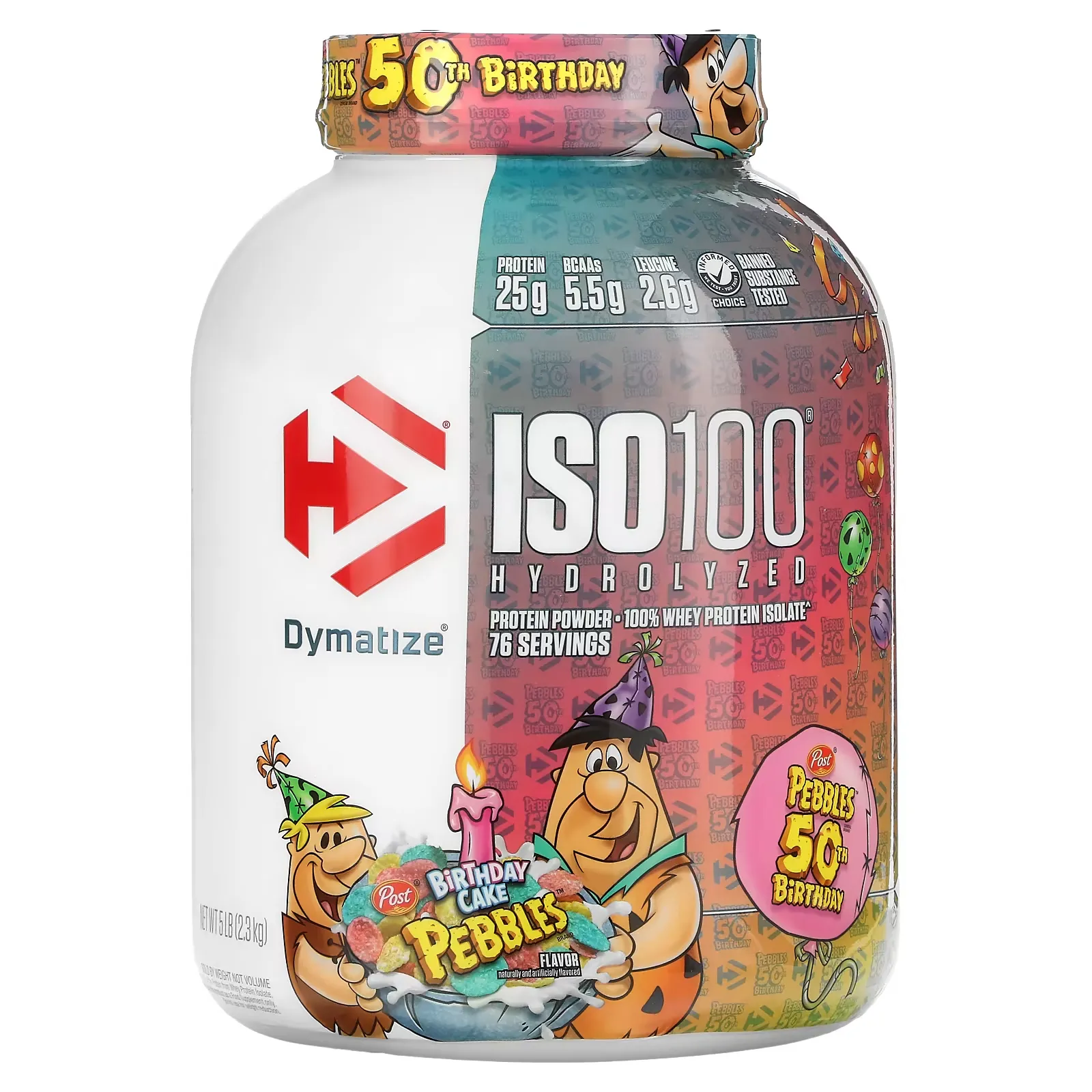 ISO100 Hydrolyzed, 100% Whey Protein Isolate, Birthday Cake Pebbles, 5 lb (2.3 kg)