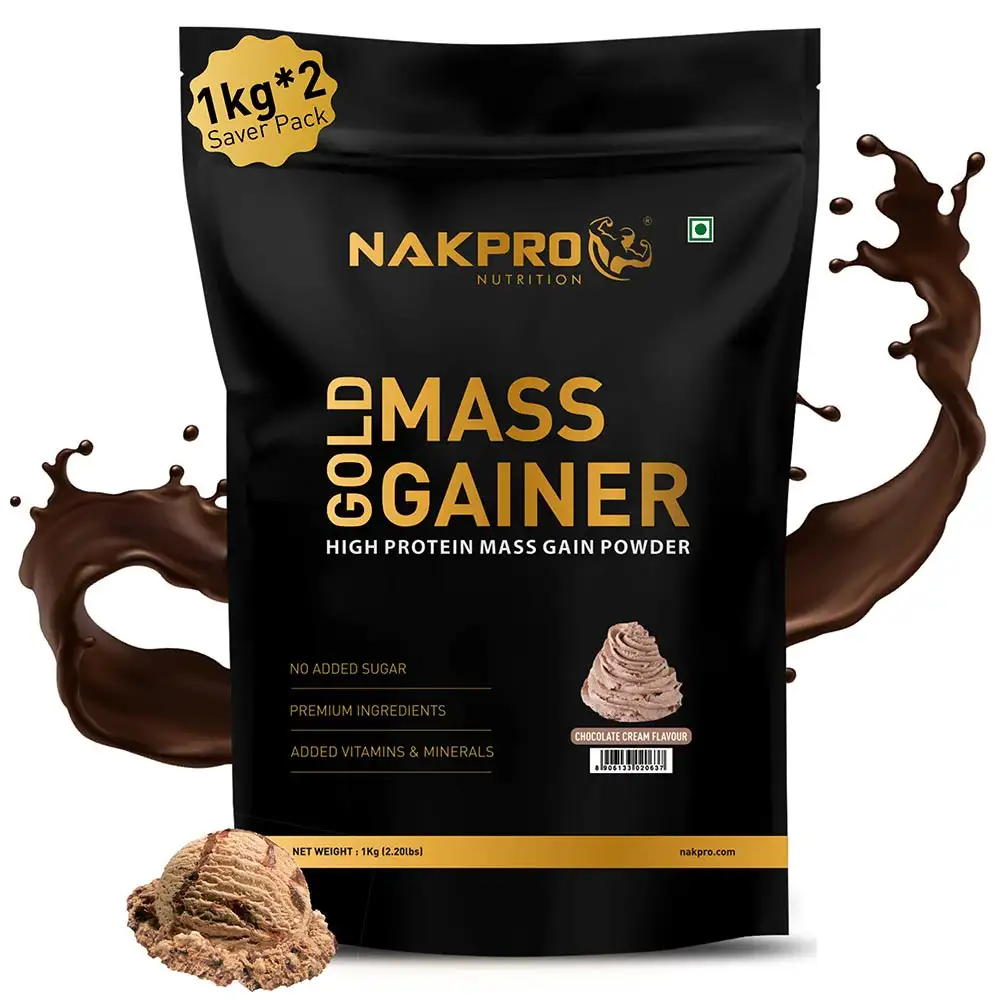 Nakpro Gold Mass Gainer,  2.2 lb  Chocolate Cream (Pack of 2)