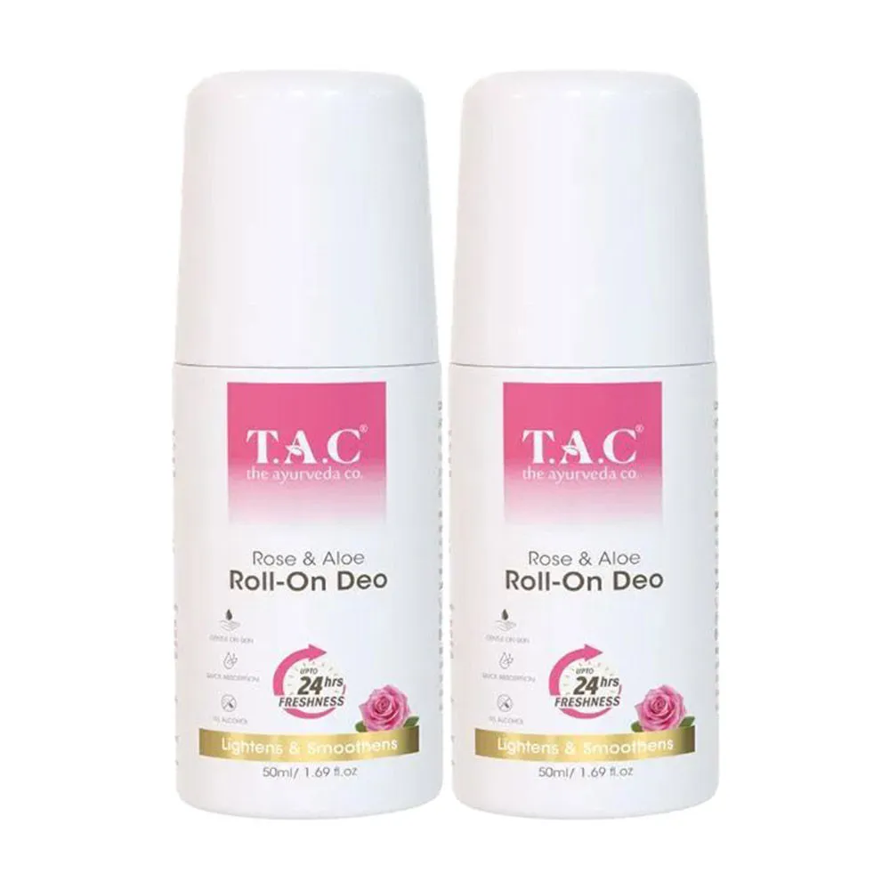 TAC - The Ayurveda Co. Rose Roll-On For Smooth & Refreshing Skin - Pack Of 2