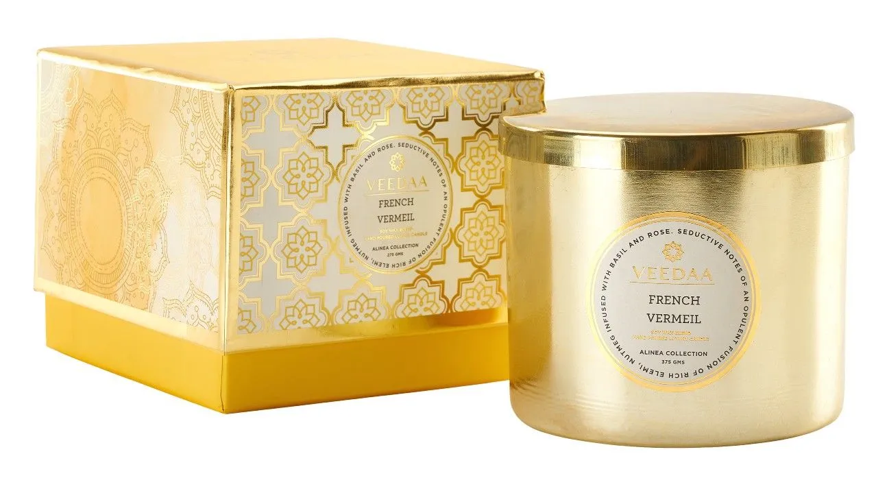 Veedaa French Vermeil Grand Mason Glass Scented Candle