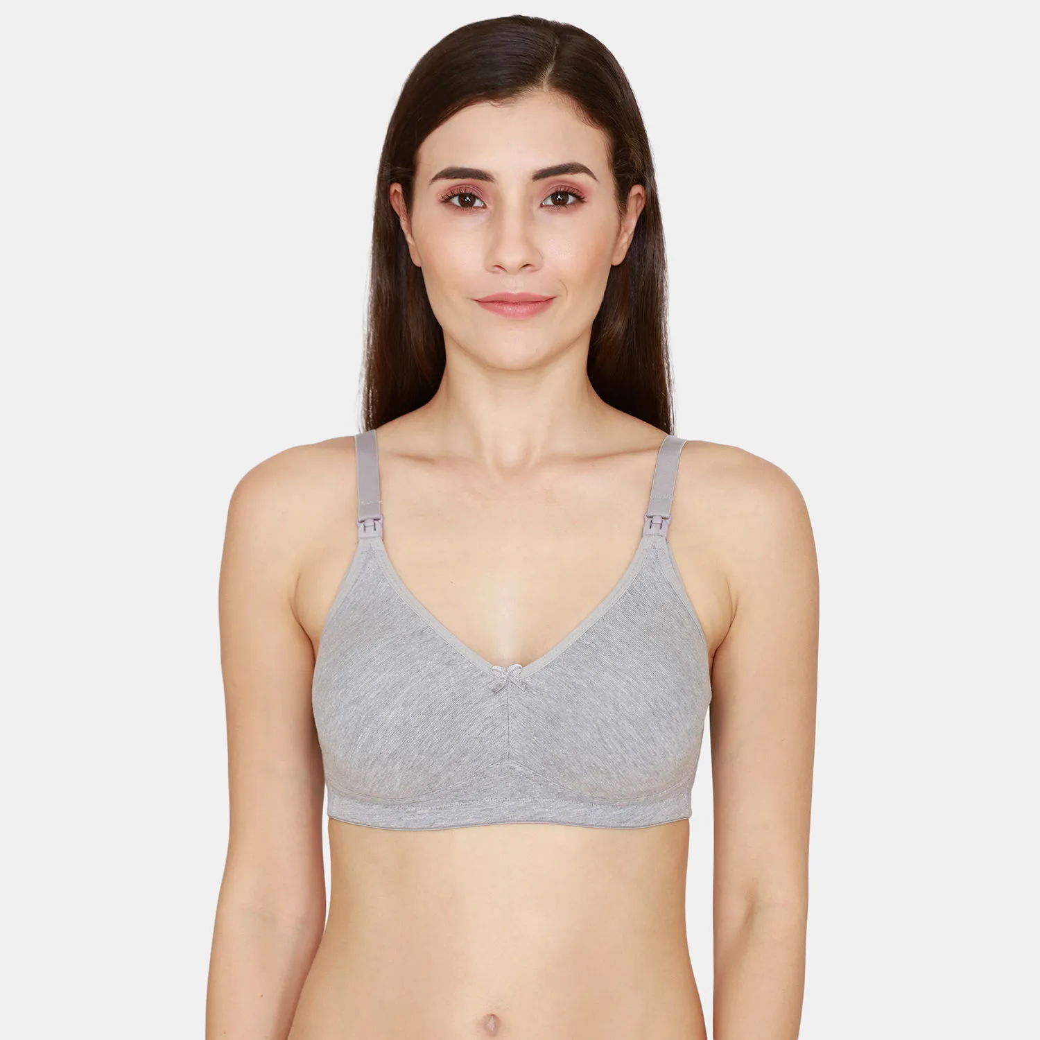 Zivame Maternity Double Layered Non Wired 3/4th Coverage Maternity/ Nursing Bra - Grey