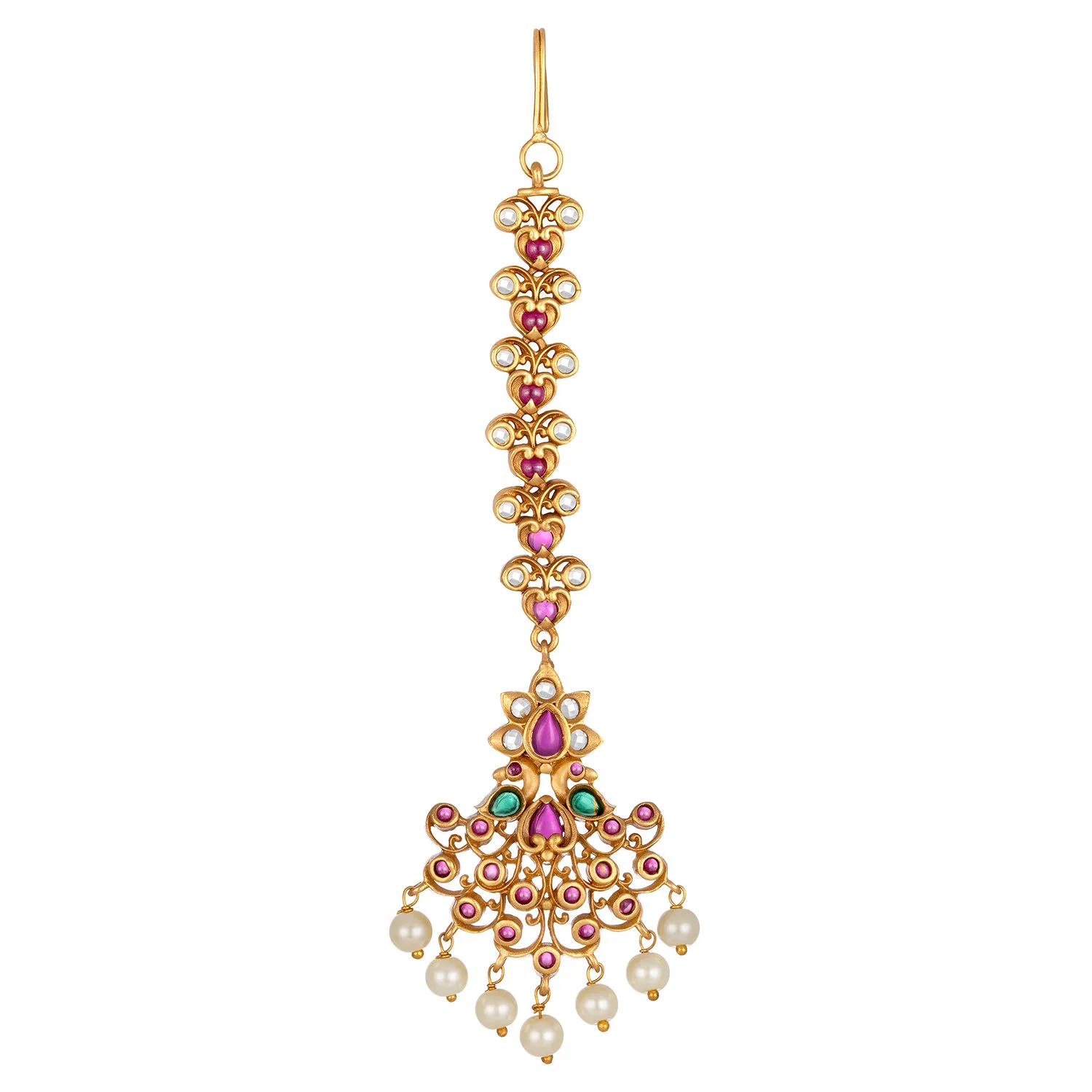 Peora Matte Gold Finish Designer Bridal Wedding Maang Tikka Traditional Jewellery (PF42TKAT20RG)