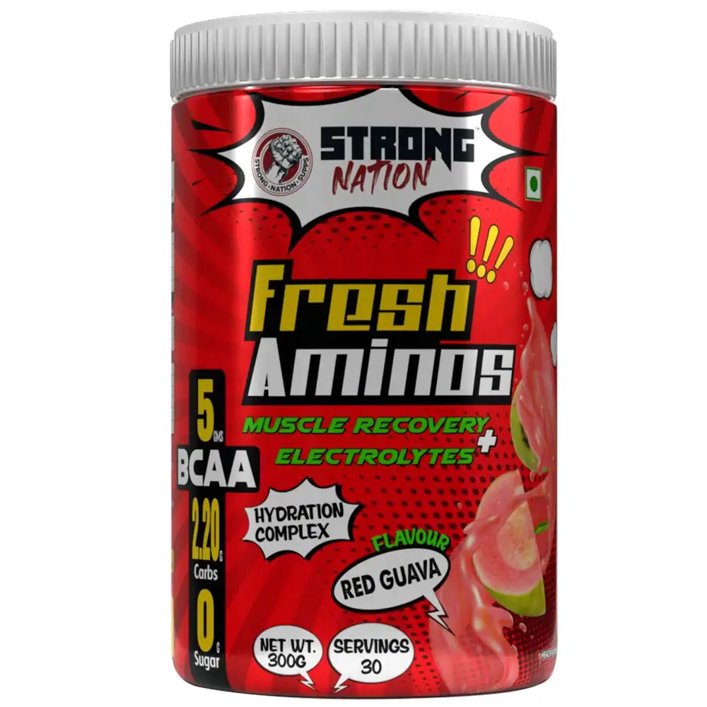 Strong Nation Supps Fresh Aminos,  0.66 lb  30 Servings  Red Guava