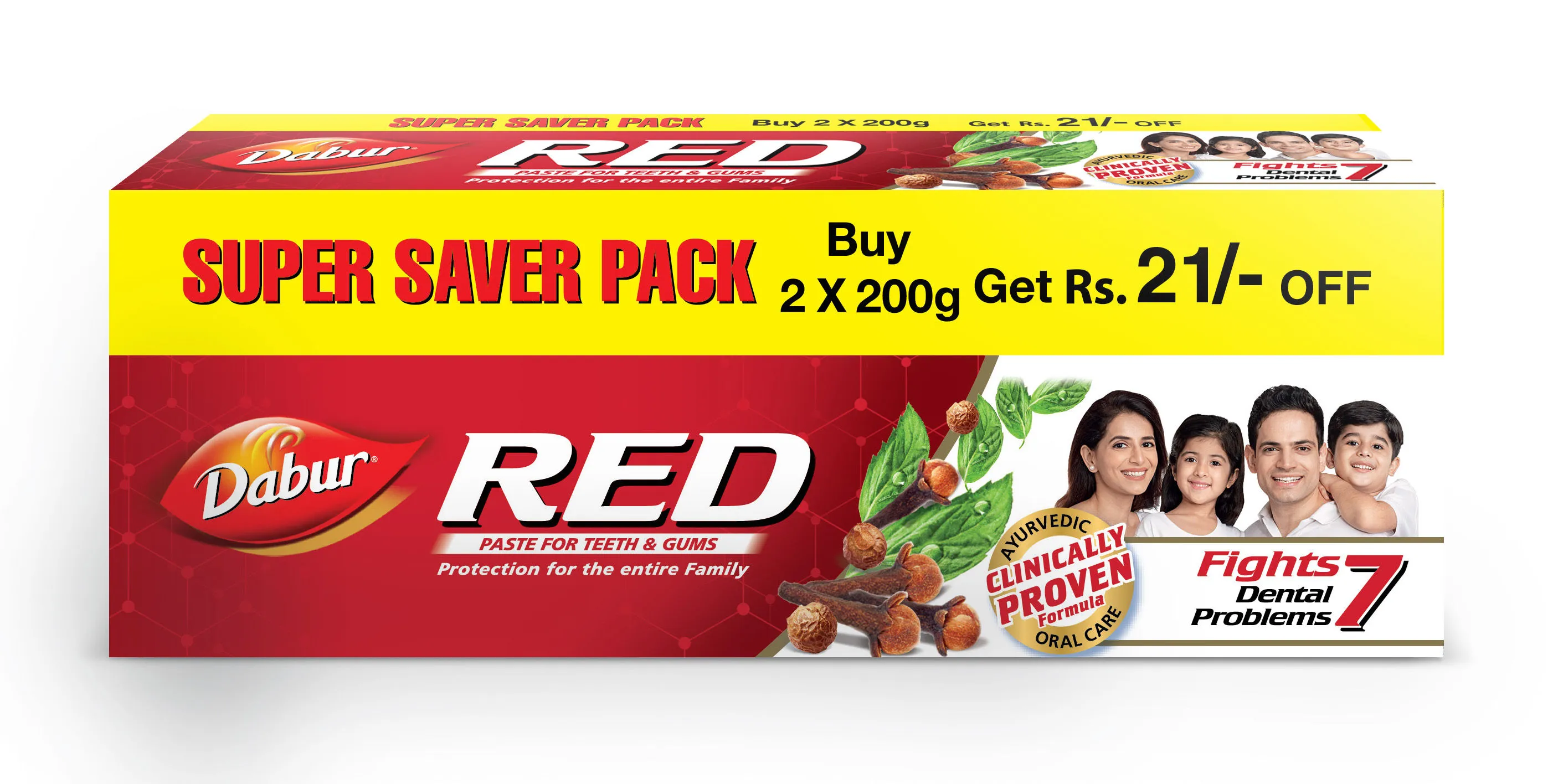 Dabur Red Paste Mega Super Saver 200gm Pack of 2 Get Rs. 21/-OFF