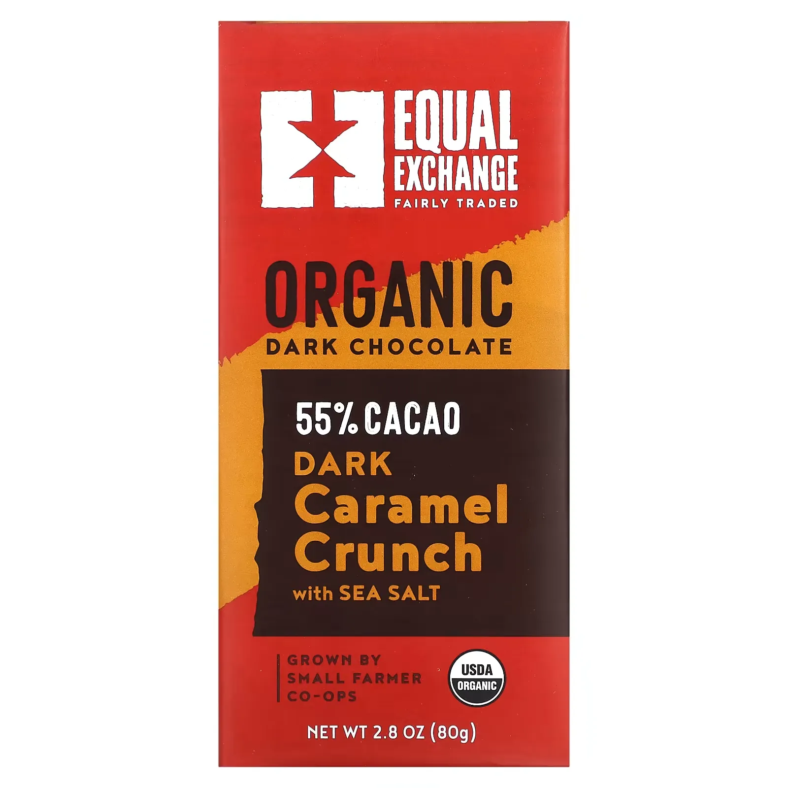 Organic, Dark Chocolate, Caramel Crunch with Sea Salt, 55% Cacao, 2.8 oz (80 g)