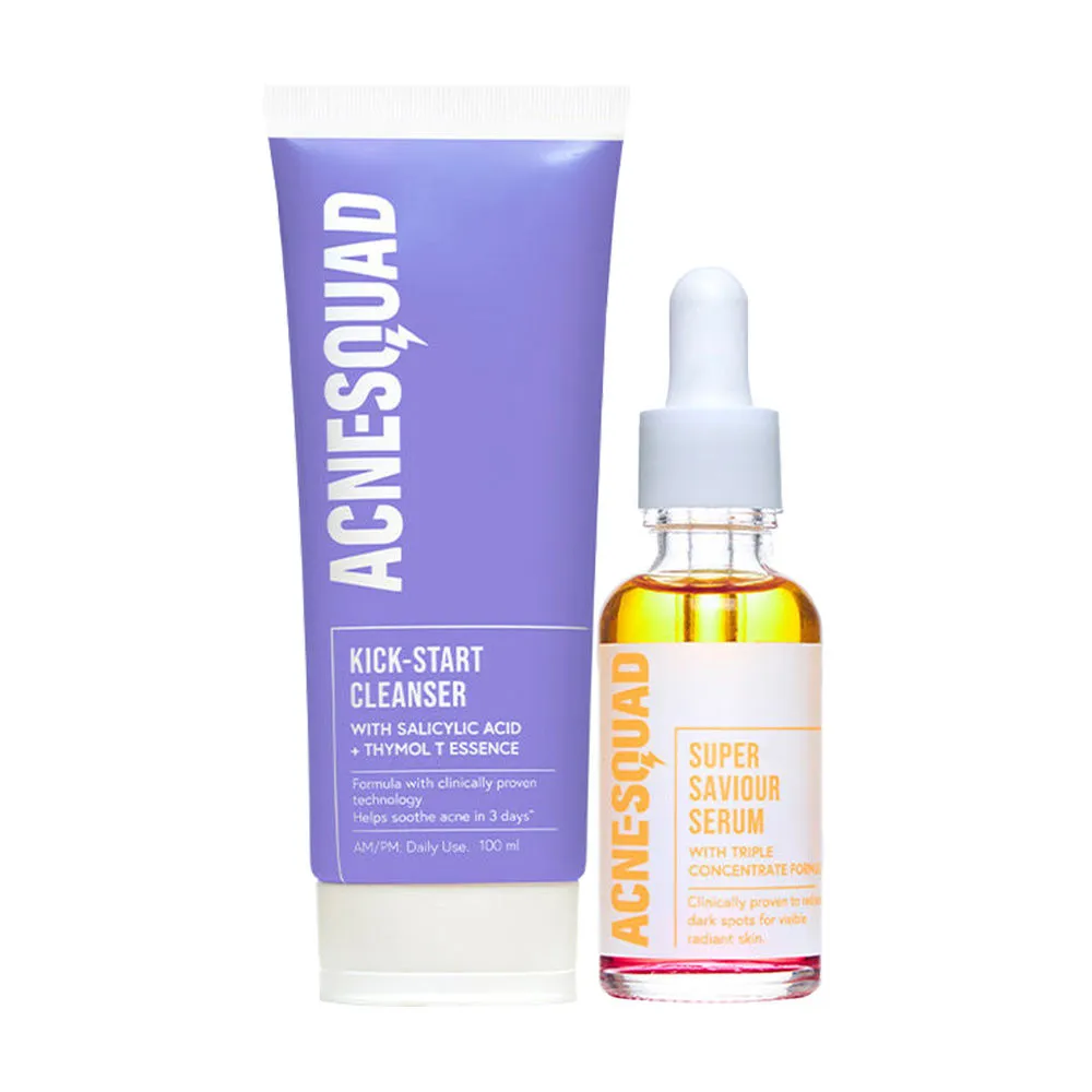 Acne Squad Salicylic Acid Cleanser & Post Breakout Serum Combo