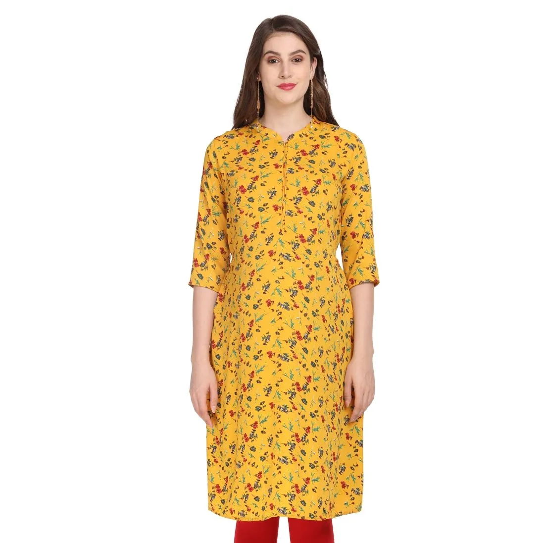 Morph Maternity Pretty Yellow Printed Feeding Kurta