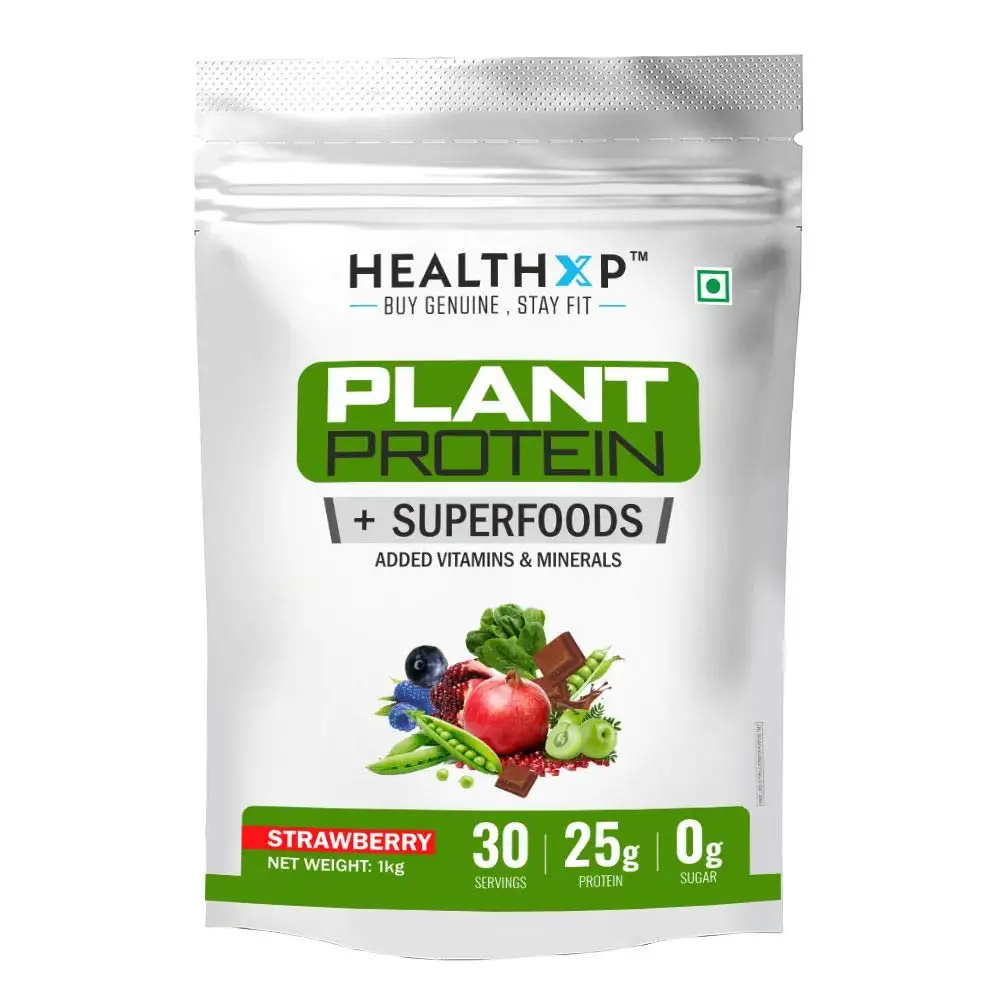 HealthXP Plant Protein + Superfood,  2.2 lb  Strawberry