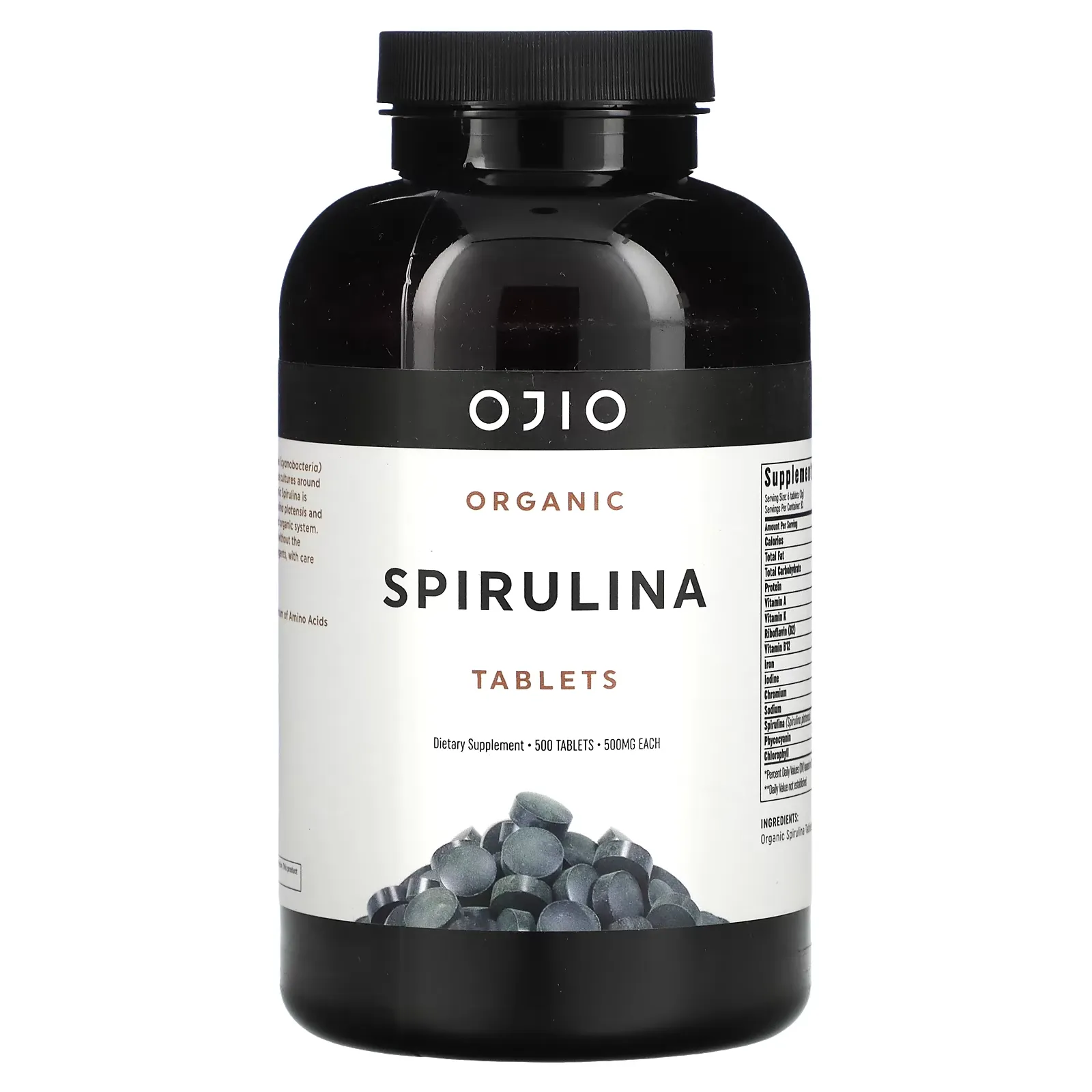 Organic Spirulina, 500 mg, 500 Tablets