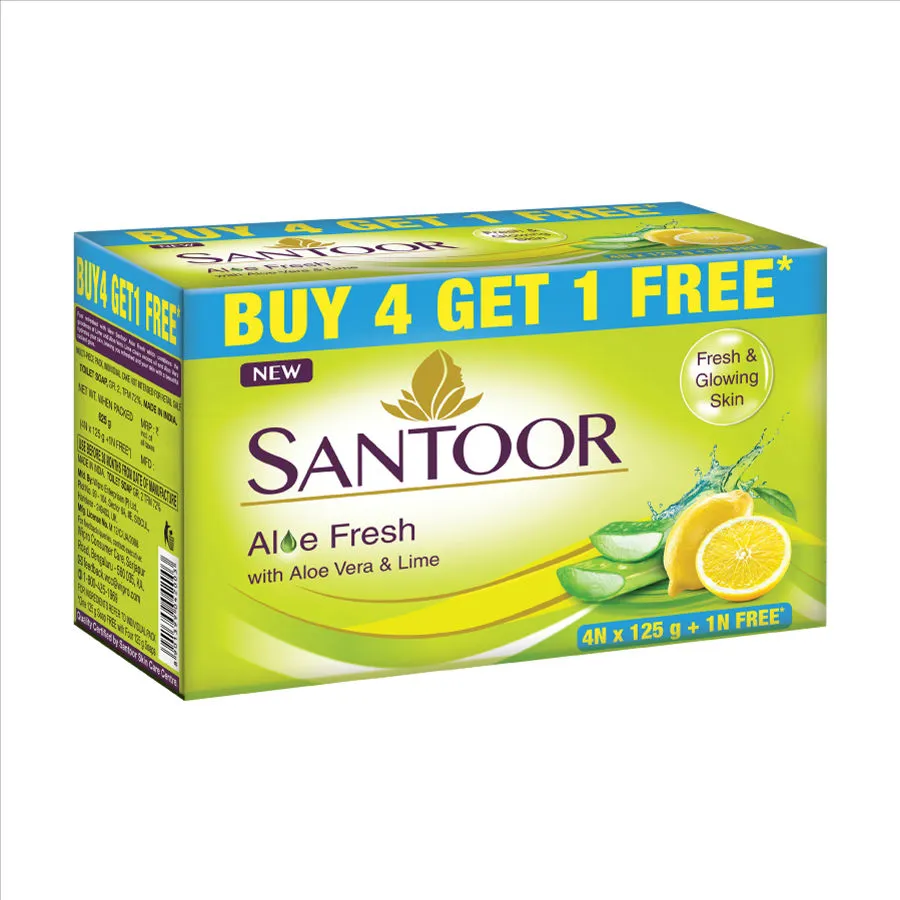 Santoor Aloe Fresh Soap (Buy 4 Get 1 Free)