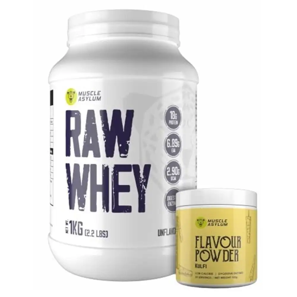 Muscle Asylum Raw Whey & Flavour Powder,  2 Piece(s)/Pack  Unflavoured & Kulfi