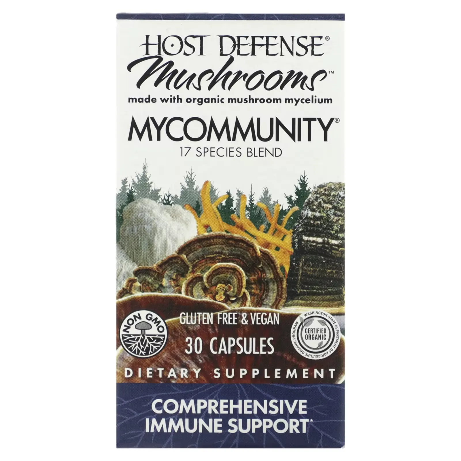 Hot Defense Mushrooms, MyCommunity, Comprehensive Immune Support, 30 Capsules