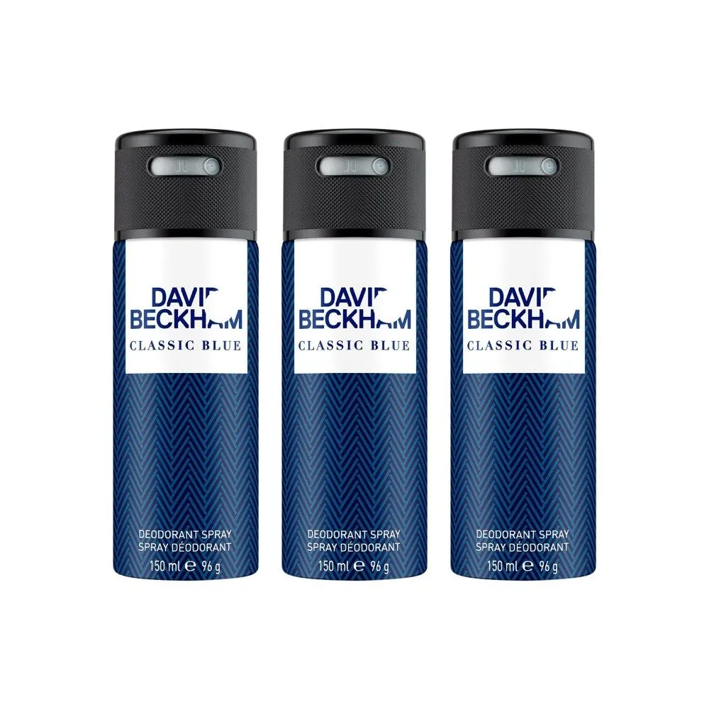 David Beckham Classic Blue Deodorant Spray (Pack Of 3)