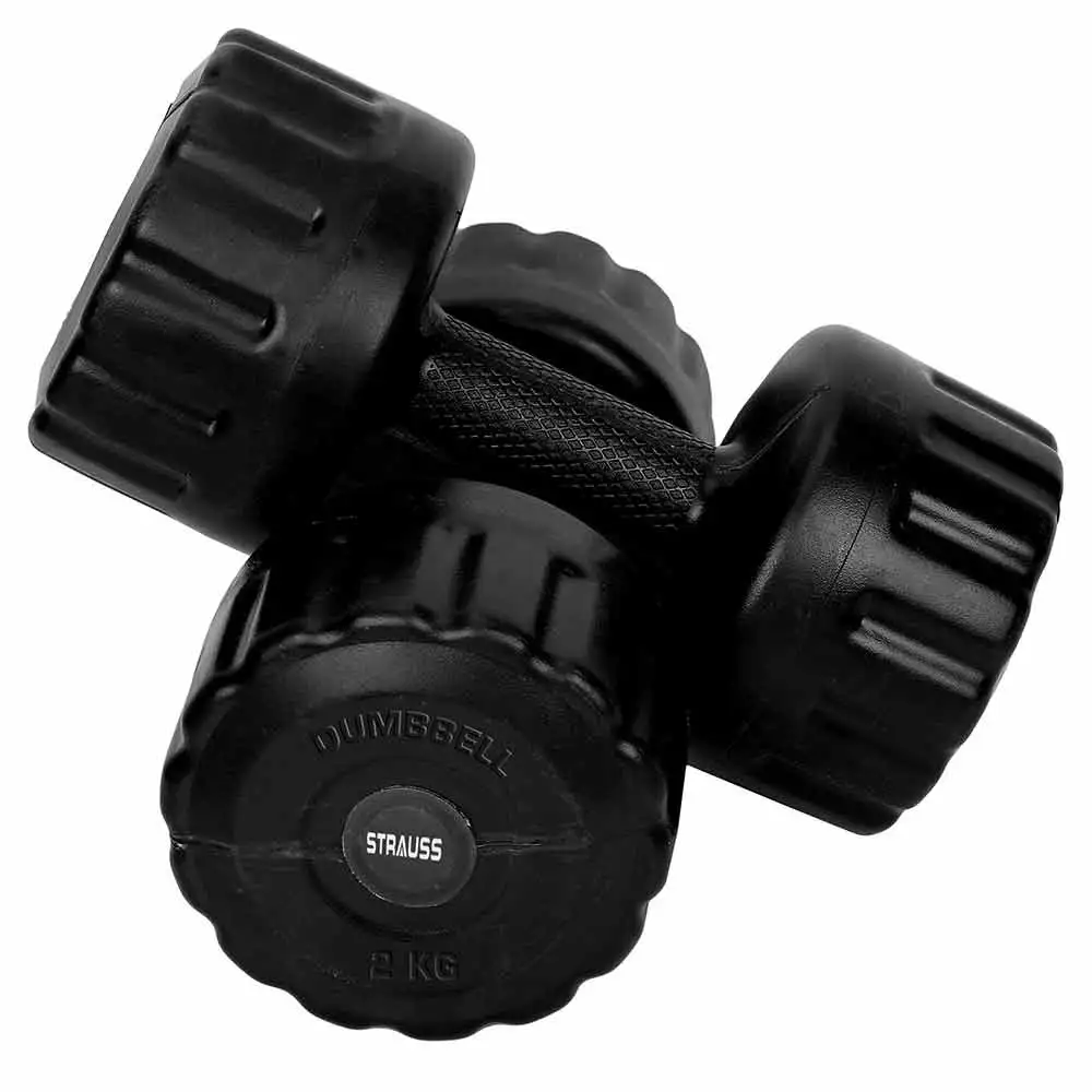 Strauss PVC Dumbbell Set,  Black  2 kg