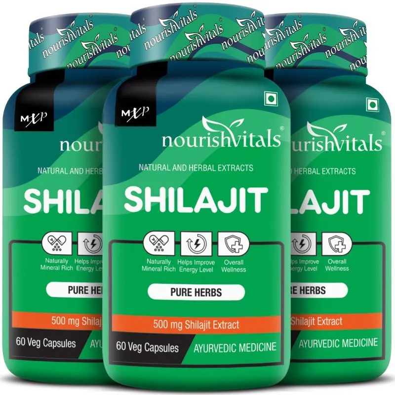 NourishVitals Premium Shilajit 50% Fulvic Acid High Strength Extract, Veg Capsules