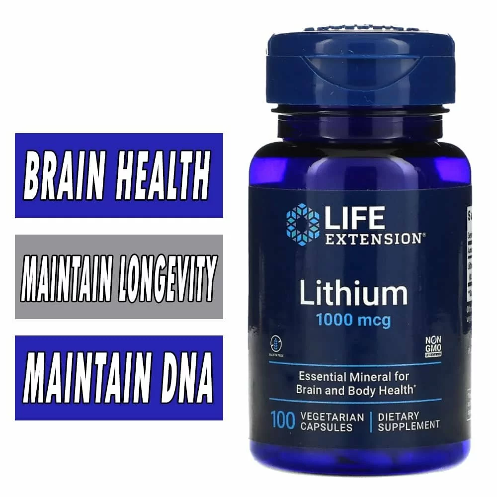 Life Extension Lithium - 1000 mcg - 100 Veg Capsules - Brain Health