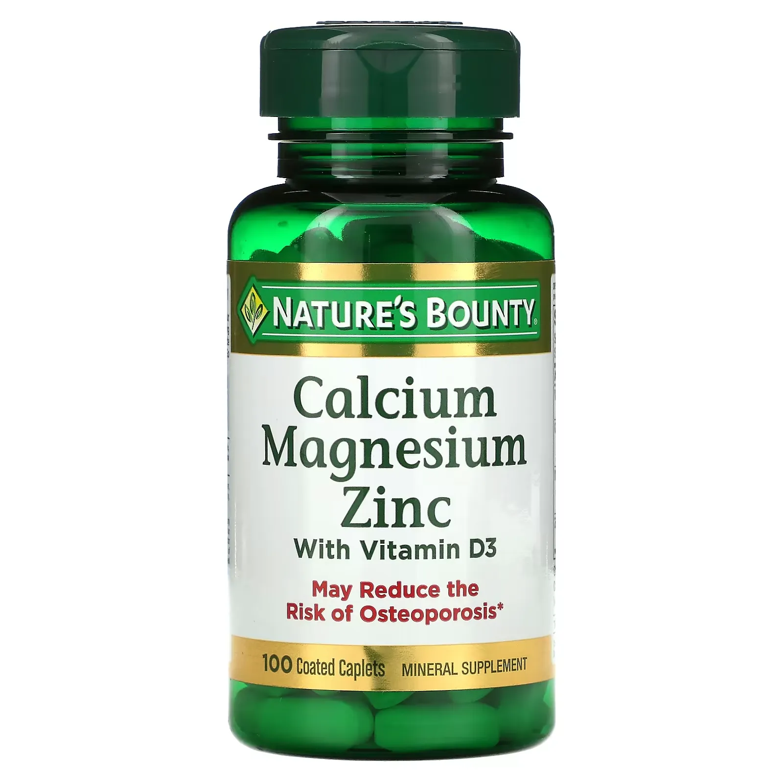 Calcium Magnesium Zinc with Vitamin D3, 100 Coated Caplets