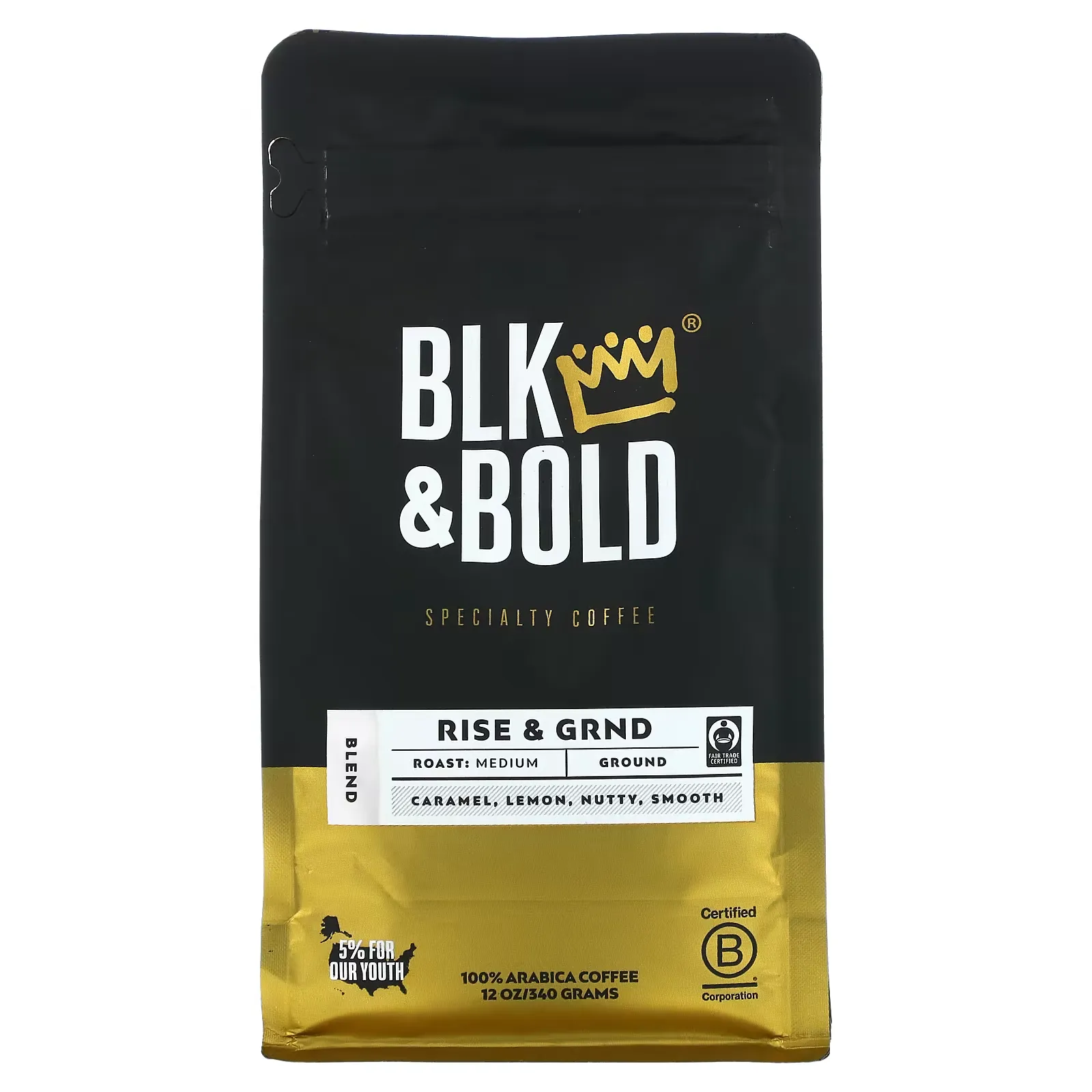 Specialty Coffee, Rise & GRND, Ground, Medium Roast, 12 oz (340 g)