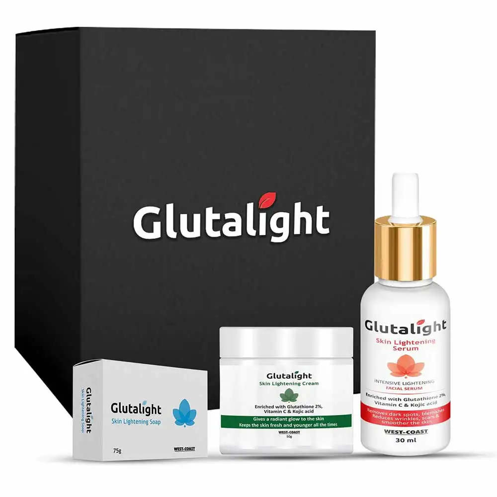 Glutalight Glutathione Skin Lightening/Brightening Combo Pack (Soap + Serum + Cream),  3 Piece(s)/Pack  for All Skin Type