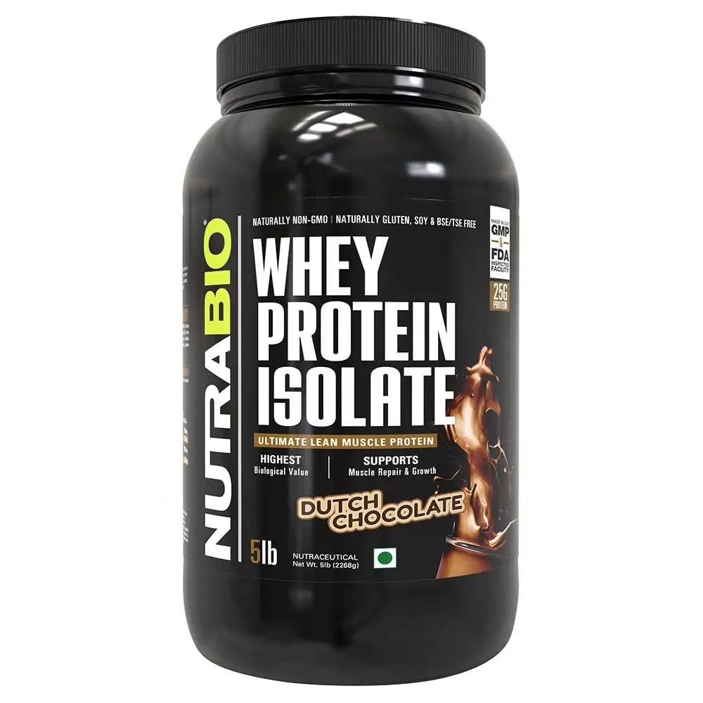 NutraBio Whey Protein Isolate,  5 lb  Dutch Chocolate