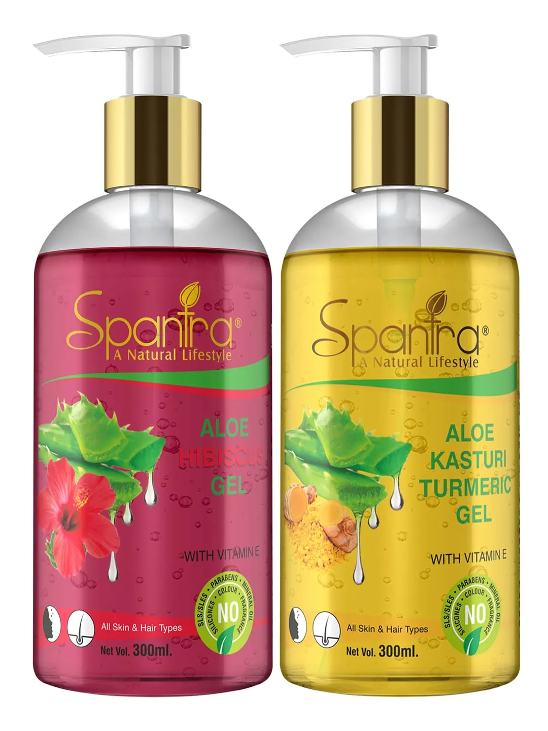 Spantra Aloe Hibiscus And Aloe Kasturi Turmeric Gel (Pack Of 2)