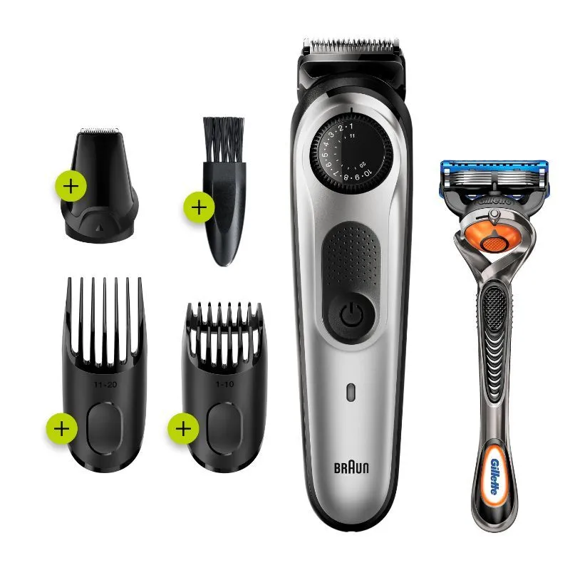 Braun Beard Trimmer BT5260, Hair Clipper for Men, 39 Length Settings,100min Runtime, Black/Silver