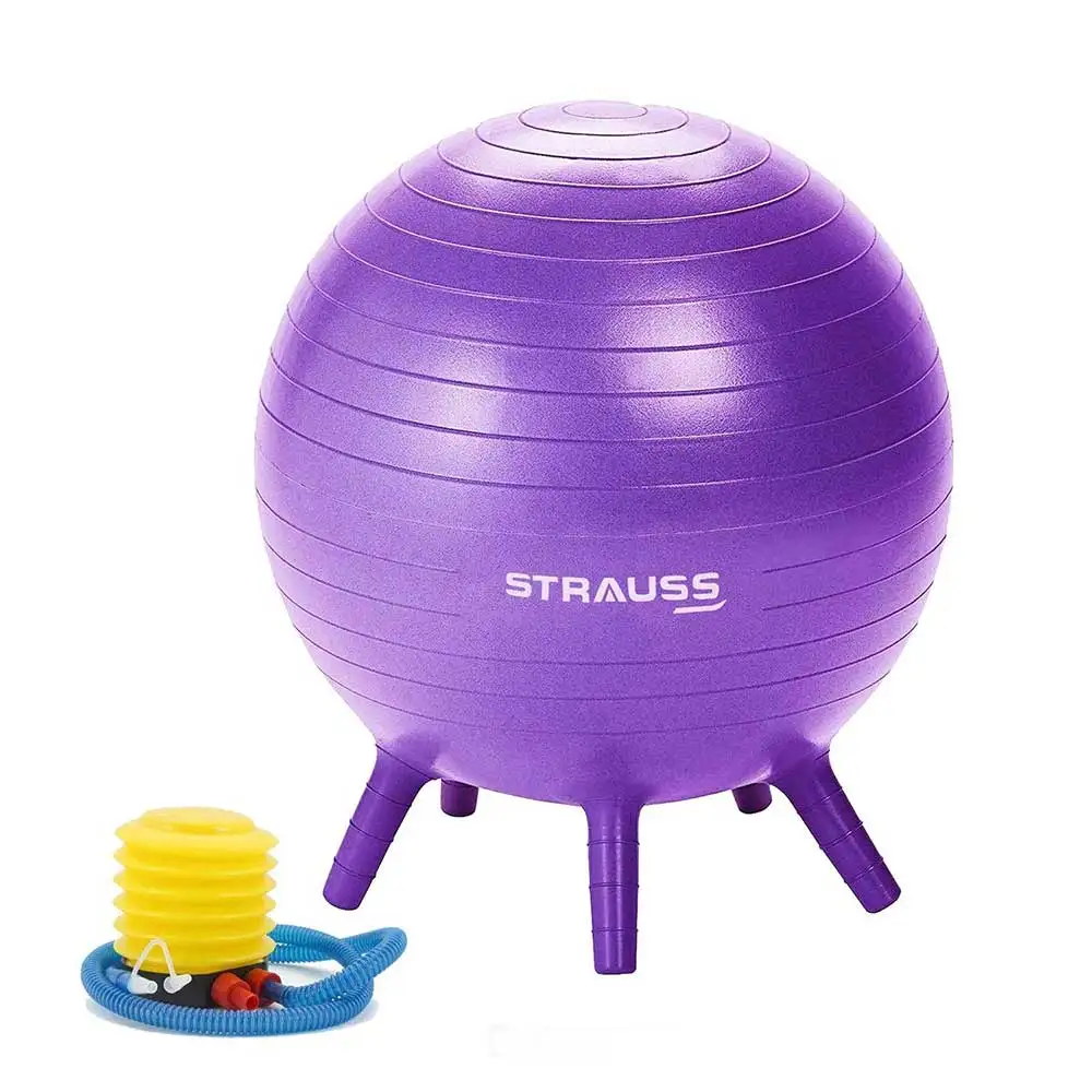 Strauss Stability Legs Anti Burst Gym Ball with Foot Pump,  Purple  55 cm