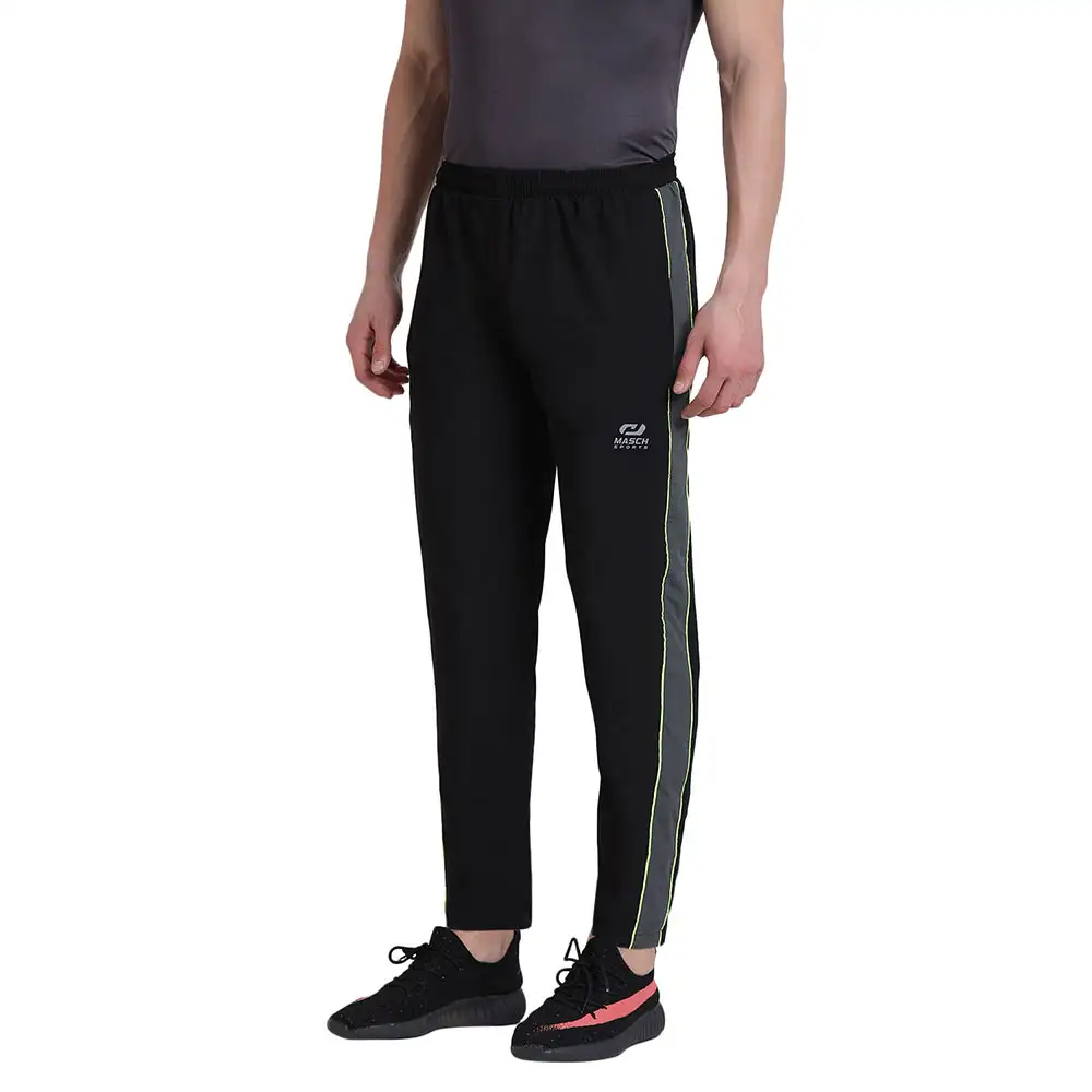 Masch Sports Mens Regular Fit Polyester Track Pants (MSTP 1218 CS SP2PIP BGNEON),  Black  Large