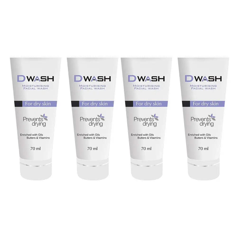 Dwash Moisturising Facial Wash,  70 ml  for Dry Skin (Pack of 4)