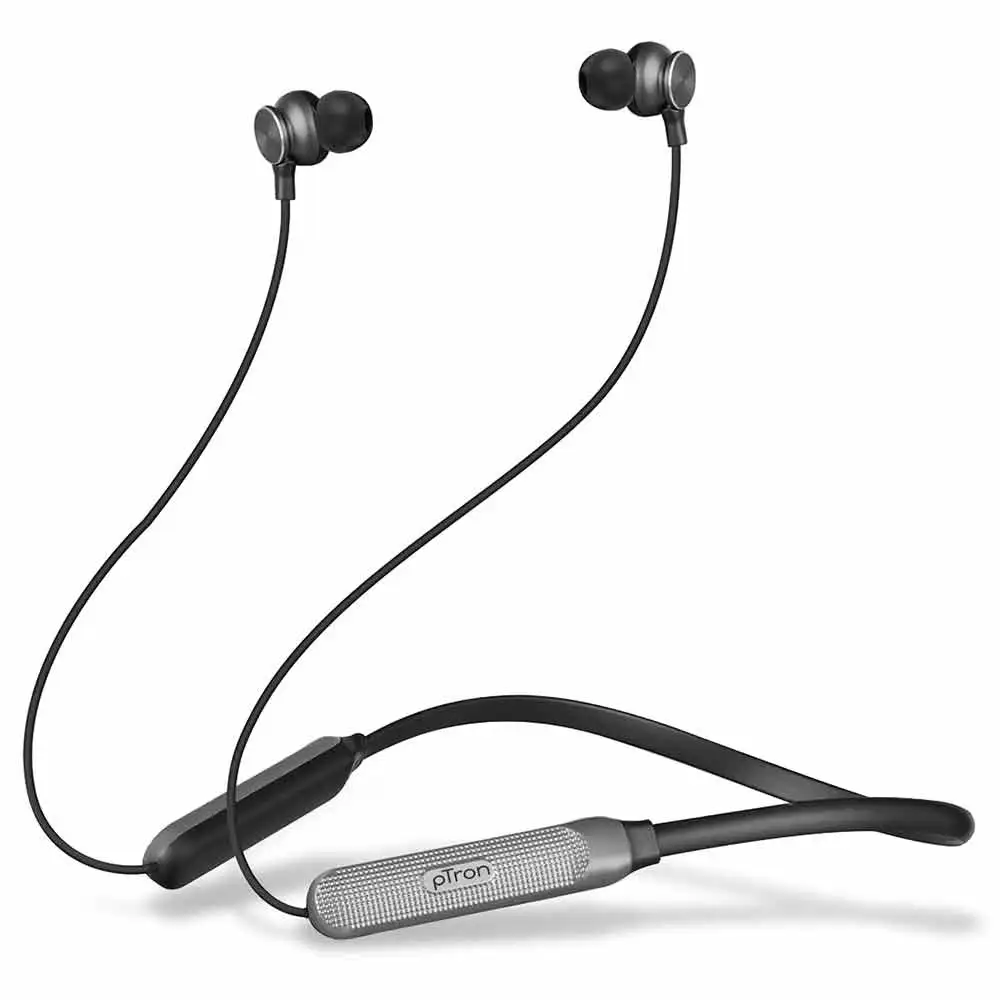 Ptron Tangent Duo Wireless Neckband,  Black & Grey