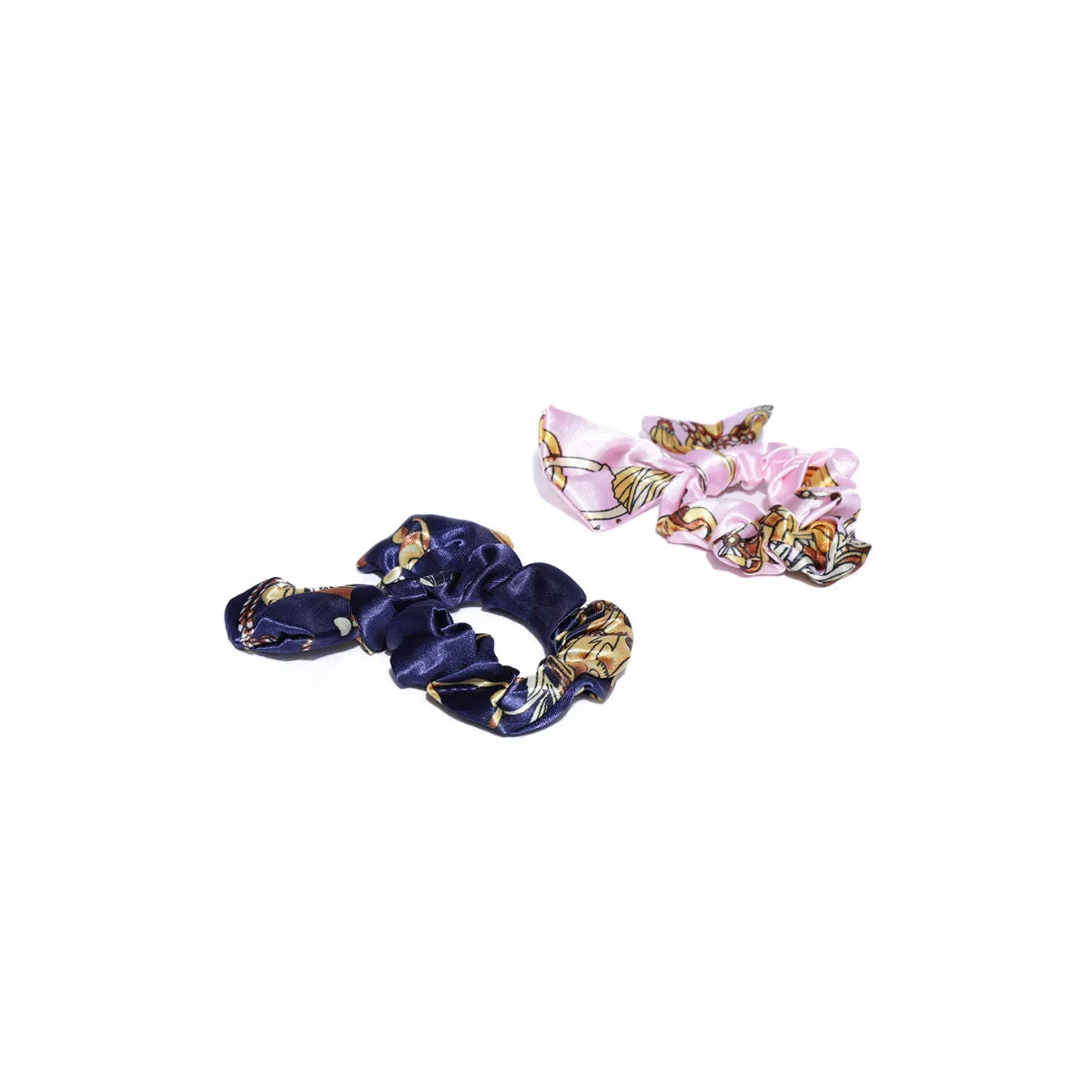 Blueberry Set Of 2 Multi Printed Bow Scrunchies