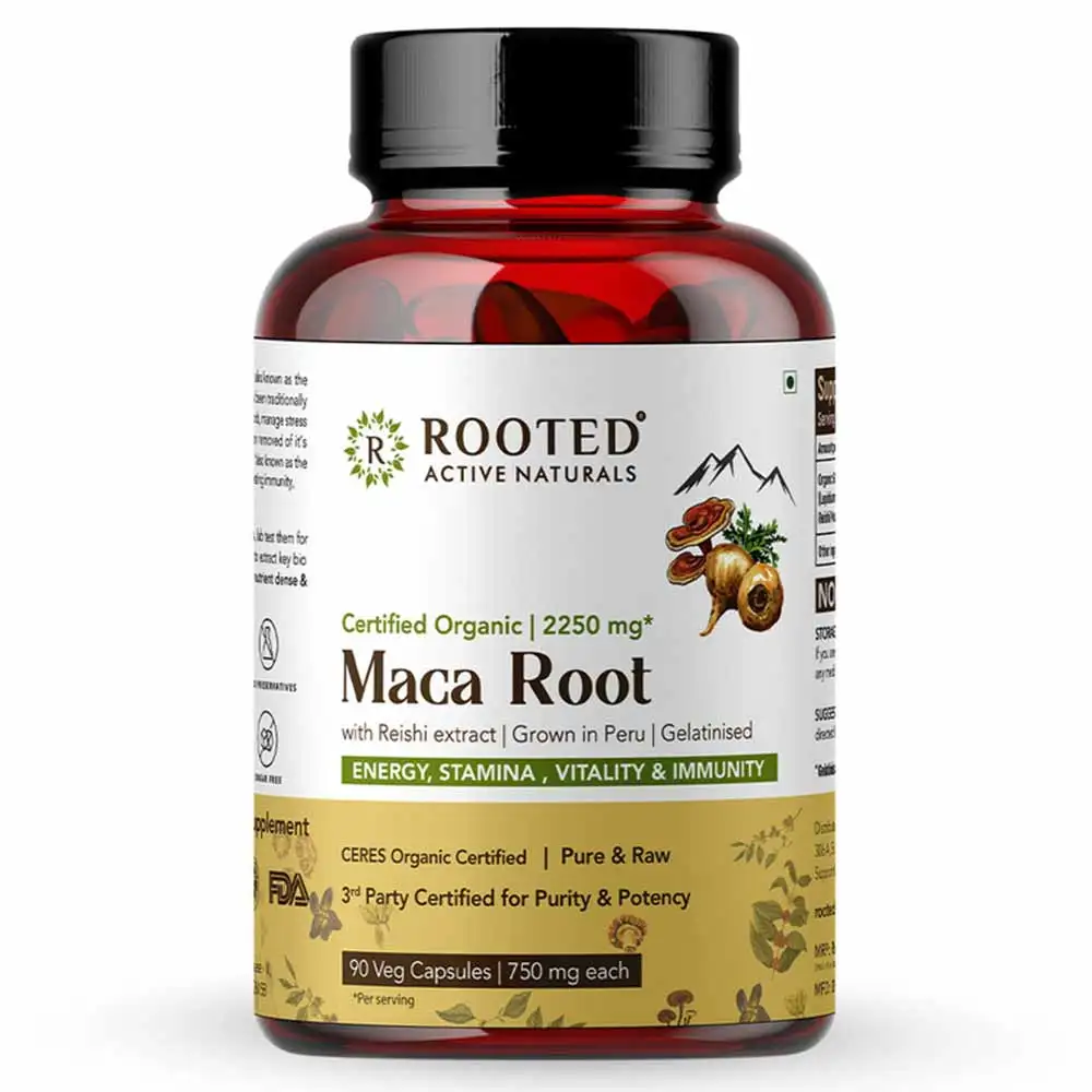 Rooted Active Naturals Maca Root with Reishi Mushroom Extract,  90 capsules