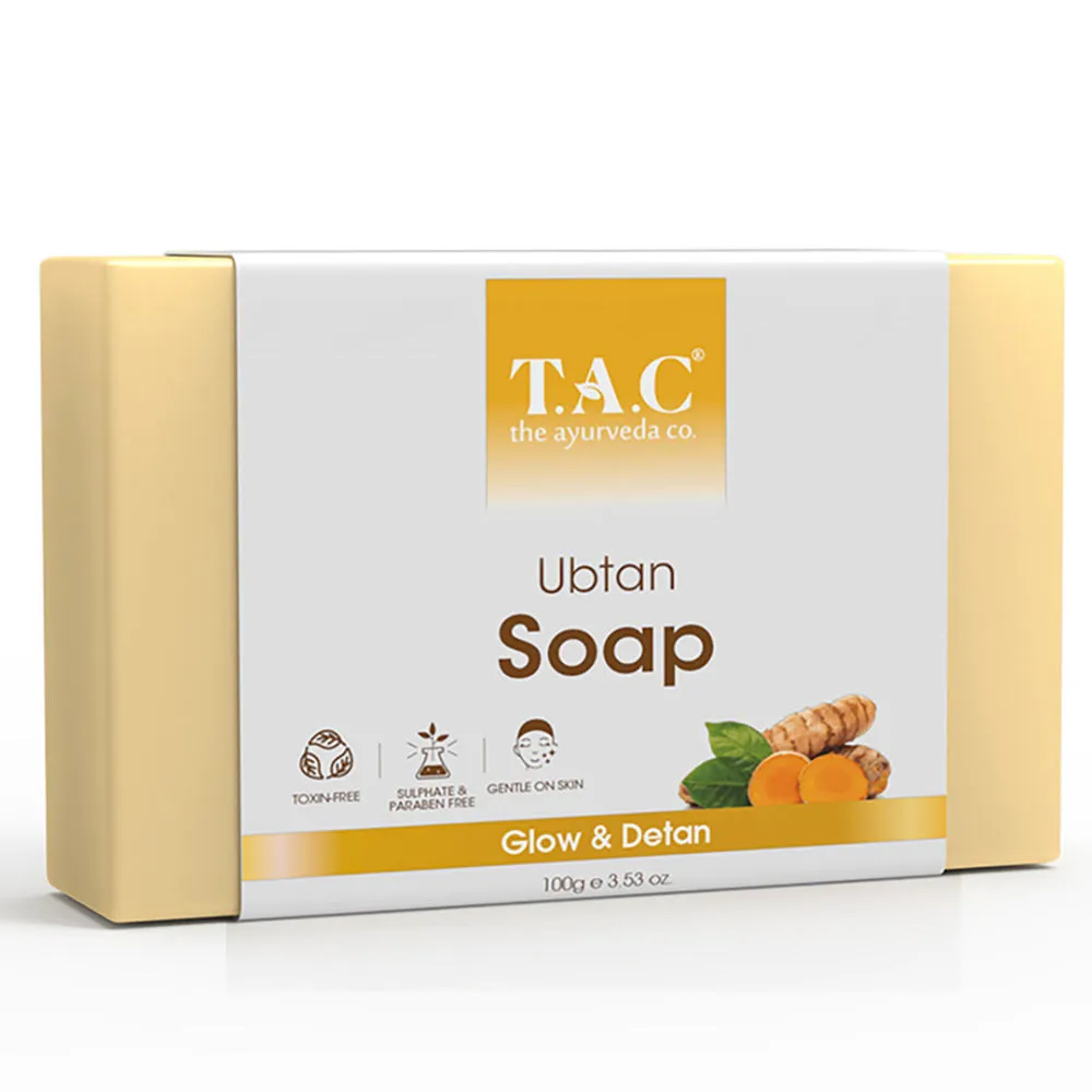 TAC - The Ayurveda Co. Haldi Chandan Bath Soap With Turmeric & Sandalwood for Tan Removal (Pack of 3)