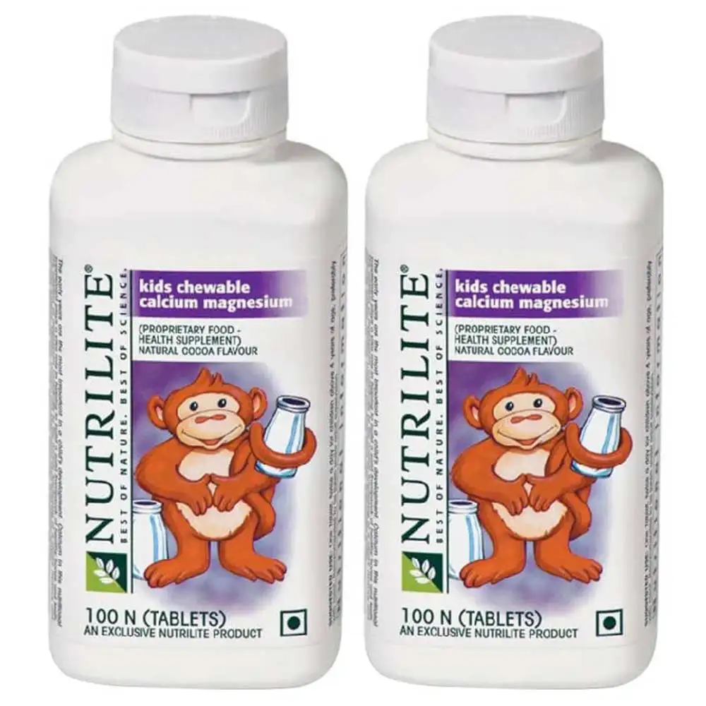 Amway Nutrilite Kids Chewable Calcium Magnesium - Pack of 2,  Unflavoured  100 tablet(s)