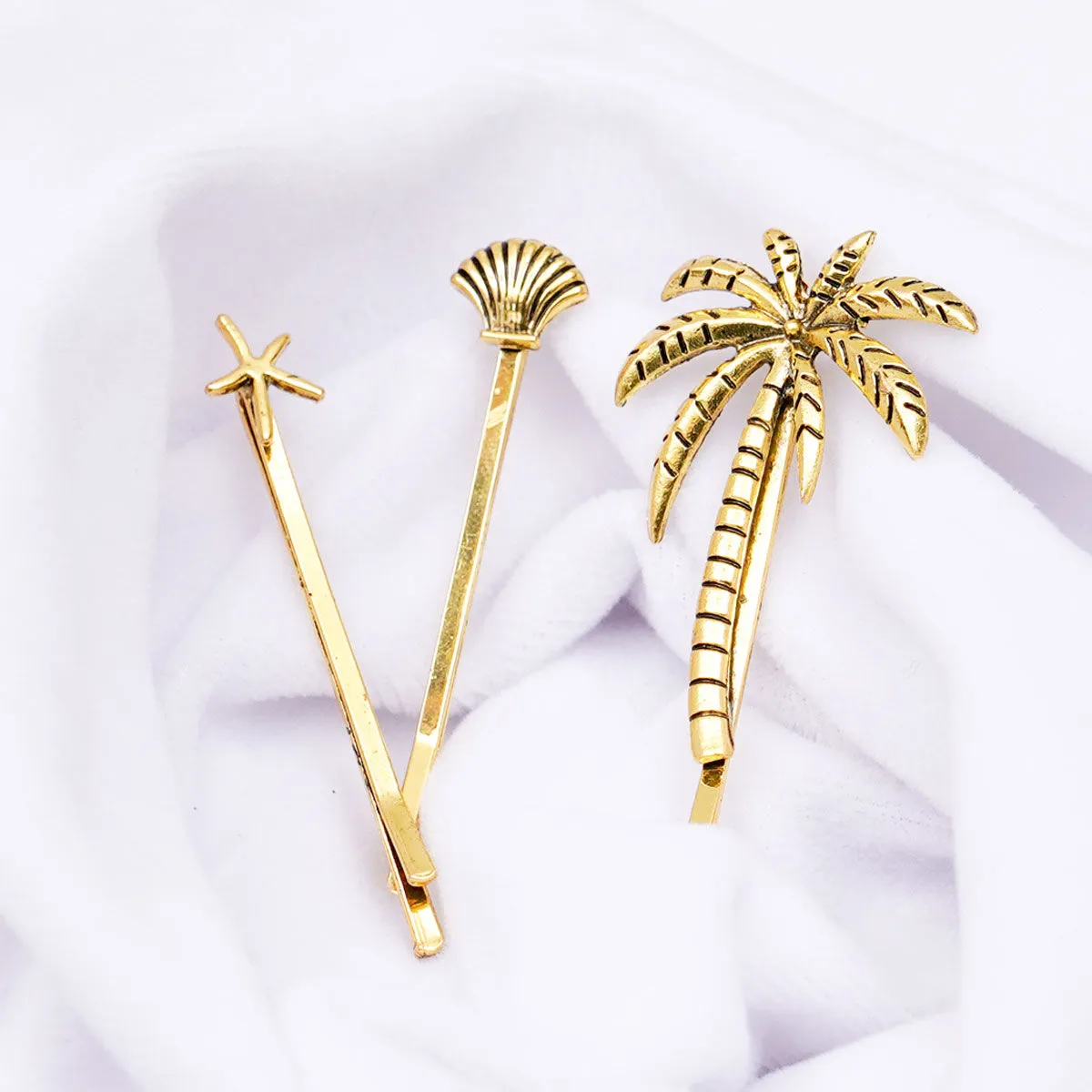 Ferosh Beach-Ready Metallic Hair Pins - Set of 3