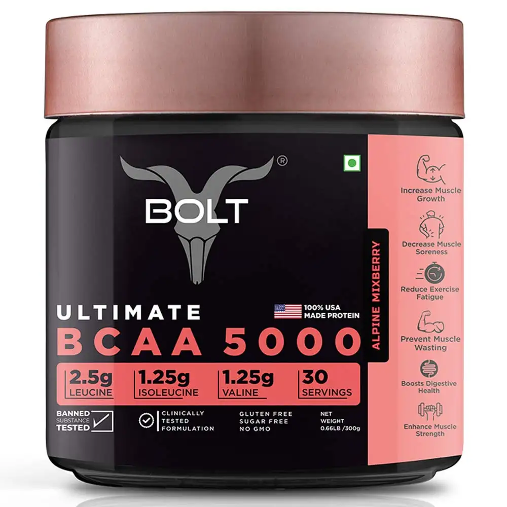 Bolt Ultimate BCAA 5000,  0.66 lb  30 Servings  Alpine Mixberry