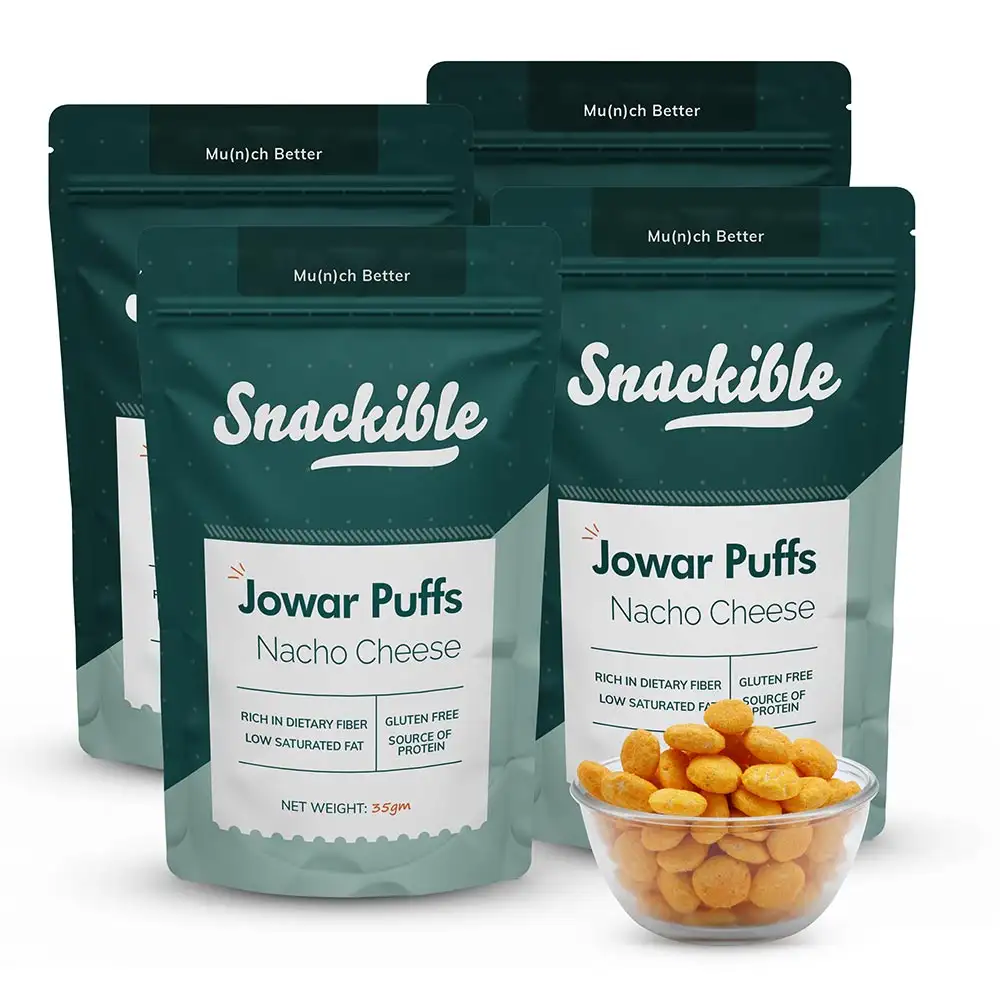 Snackible Nacho Cheese Jowar Puffs,  Unflavoured (Pack of 6)  35 g