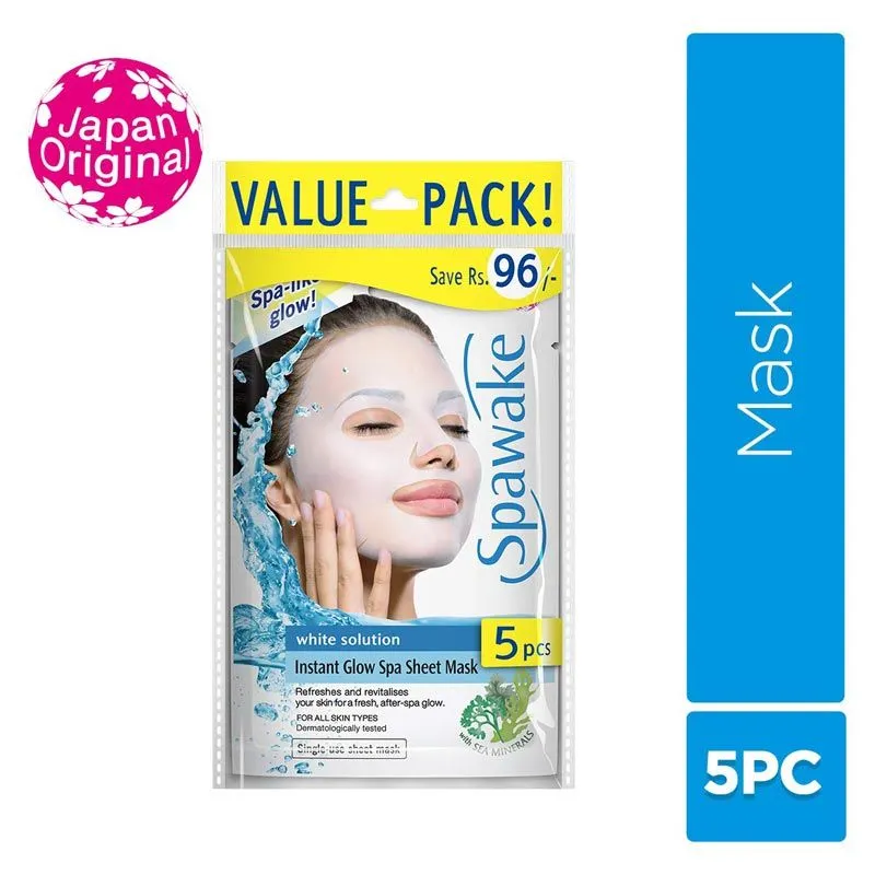 Spawake White Solution Instant Glow Spa Sheet Mask Pack Of 5