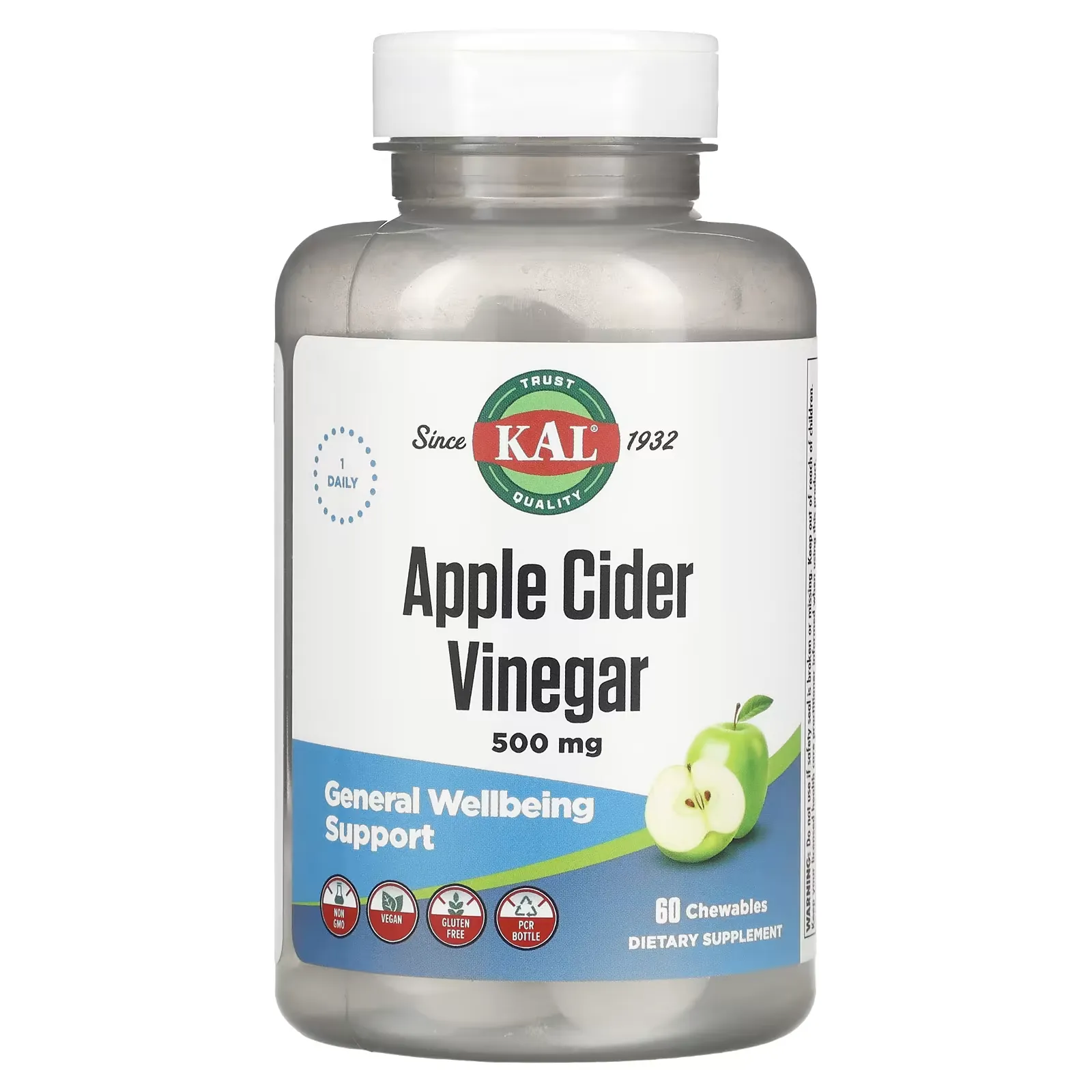 Apple Cider Vinegar, Green Apple, 500 mg, 60 Chewables