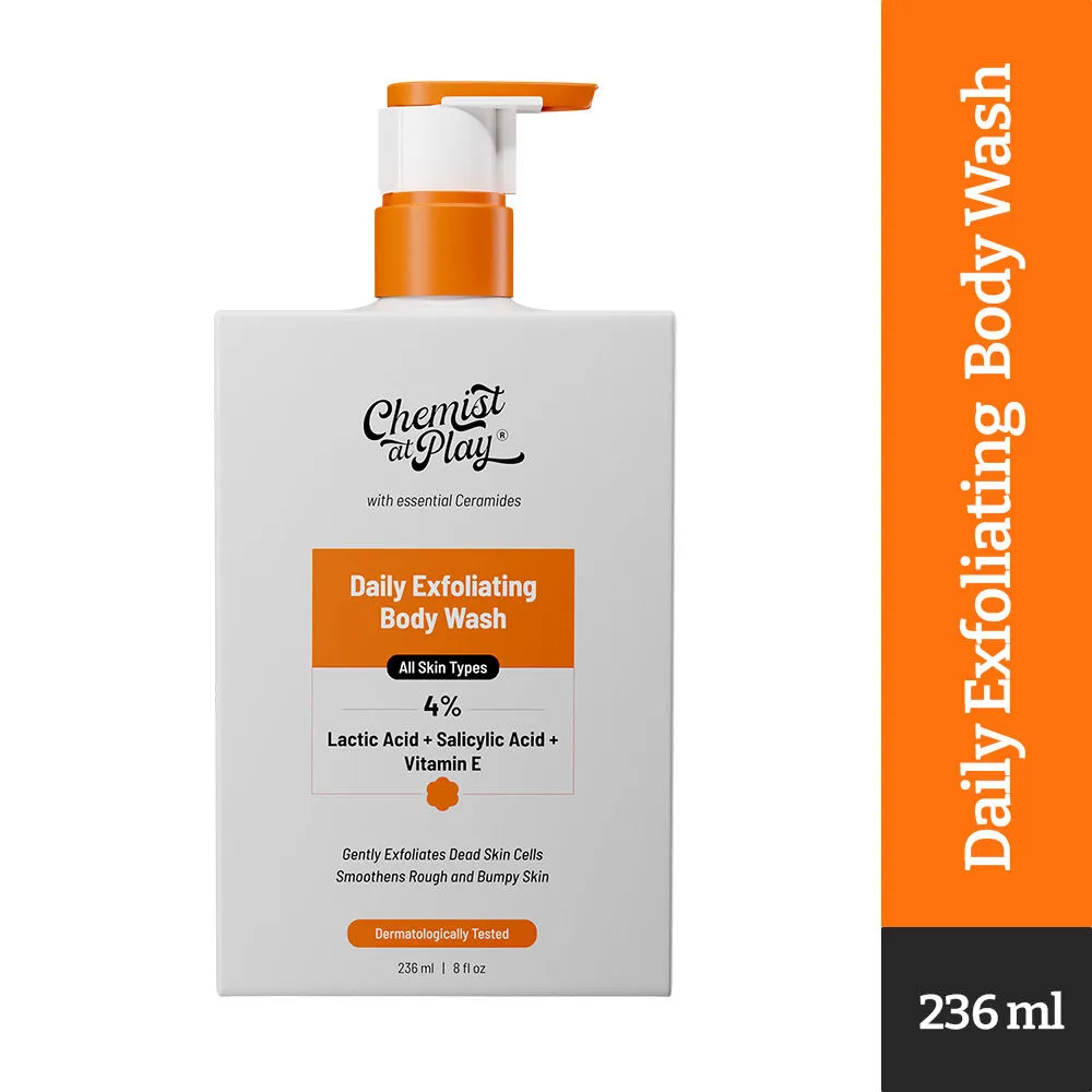 Chemist At Play Exfoliating Body Wash With 2% Lactic Acid & Vitamin E For Dry, Rough & Bumpy Skin