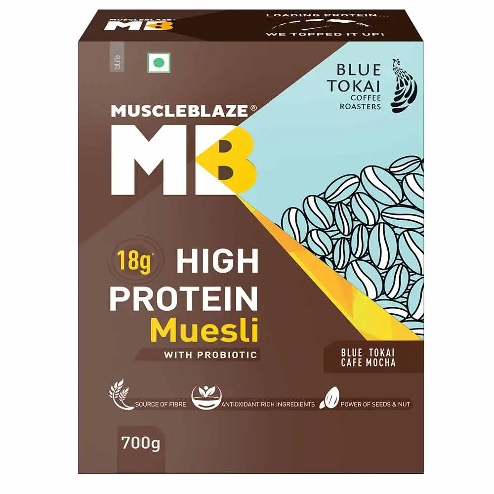 MuscleBlaze High Protein Muesli,  700 g  Blue Tokai Cafe Mocha