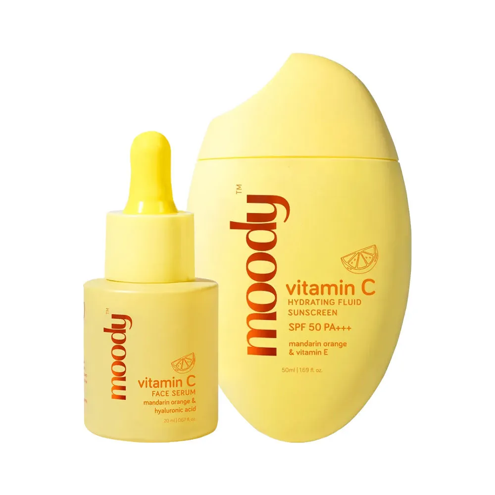 Moody Treat & Protect Duo Vitamin C Face Serum & Mineral Fluid Sunscreen