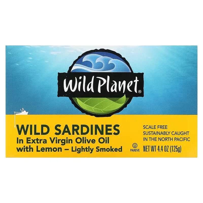 Wild Sardines In Extra Virgin Olive Oil with Lemon, 4.4 oz (125 g)