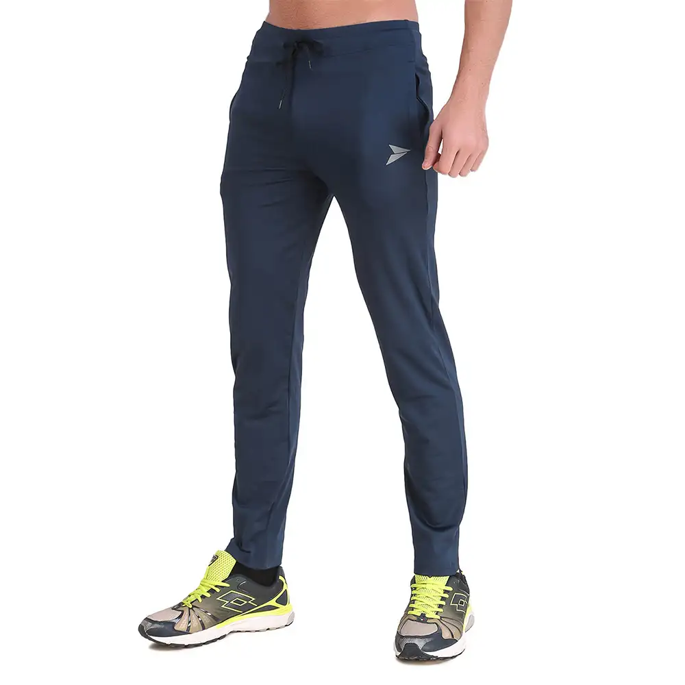 Fitinc Men's Gym & Yoga Wear Stretchable Trackpant with Two Zipper Pockets,  Navy Blue  XXL