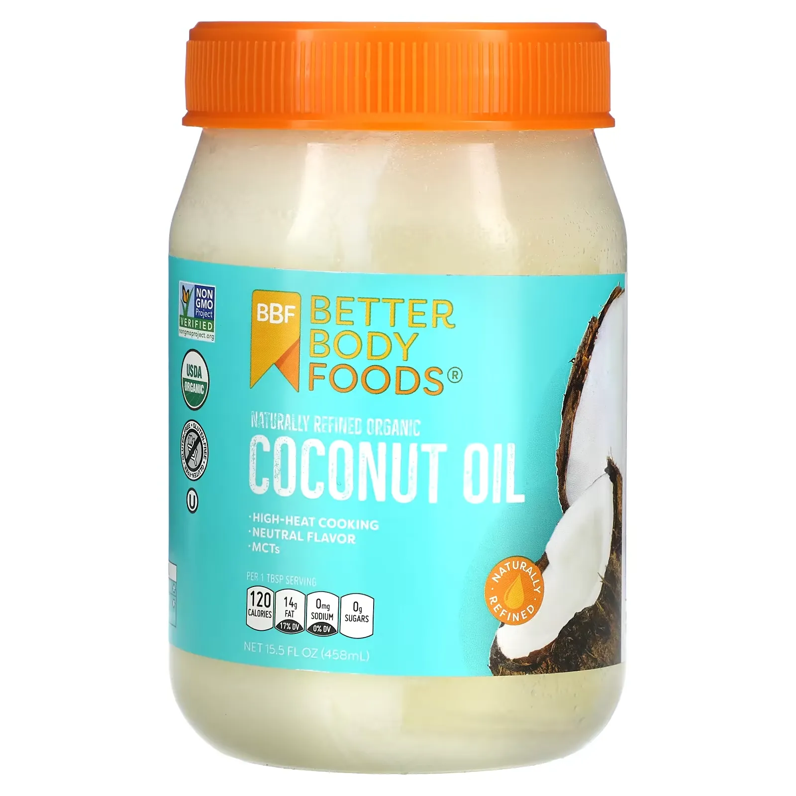 Naturally Refined Organic Coconut Oil, 15.5 fl oz (458 ml)