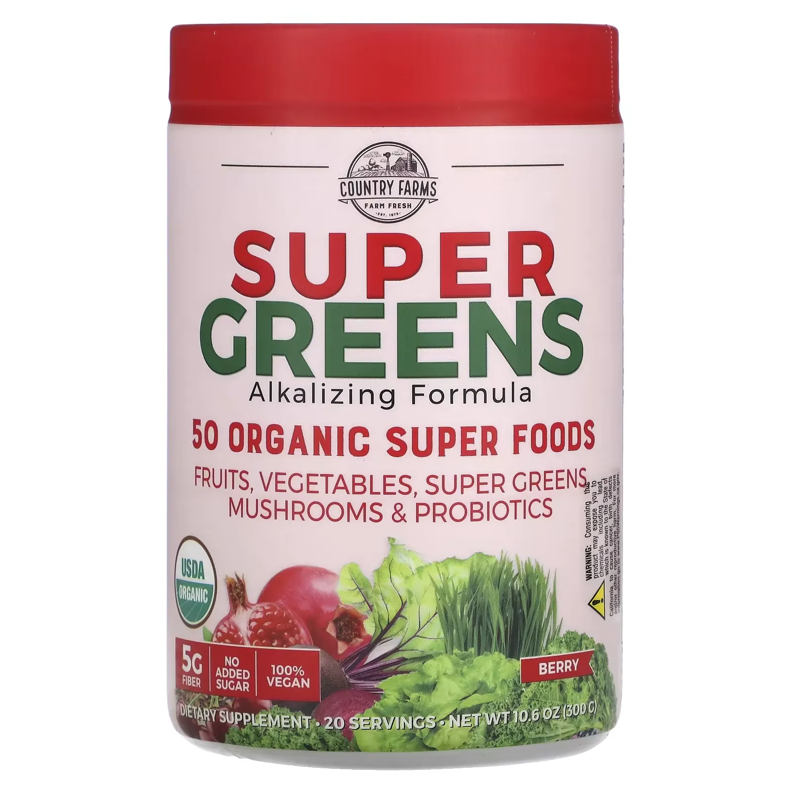 Super Greens, Alkalizing Formula, Berry, 10.6 oz (300 g)