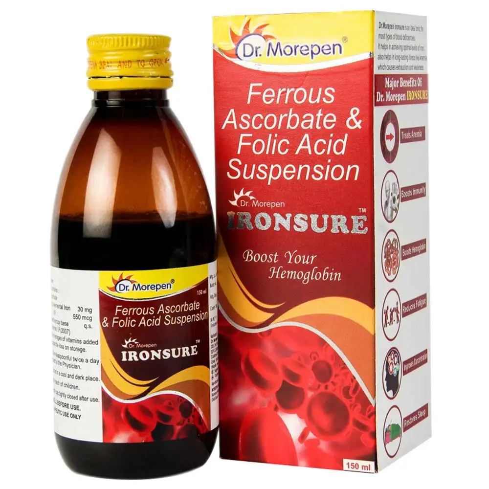 Dr. Morepen Ironsure Hemoglobin Booster Syrup,  Unflavoured  150 ml