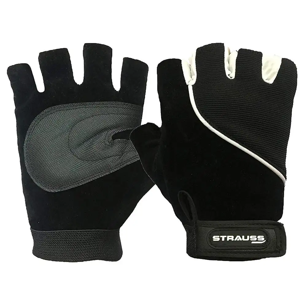 Strauss StretchBack Cut Finger Gloves Large,  Black  Small