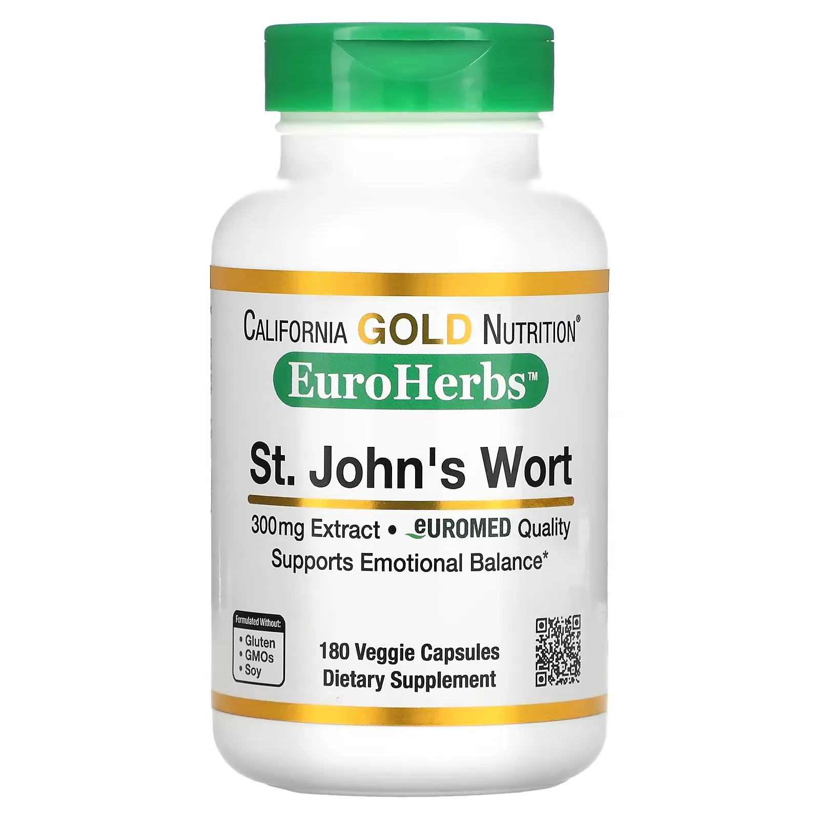 St. John's Wort, EuroHerbs, European Quality, 300 mg, 180 Veggie Capsules